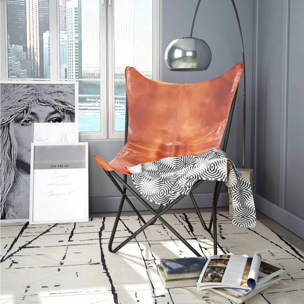 Butterfly-Sessel Braun Echtleder Butterfly-Sessel Braun Echtleder