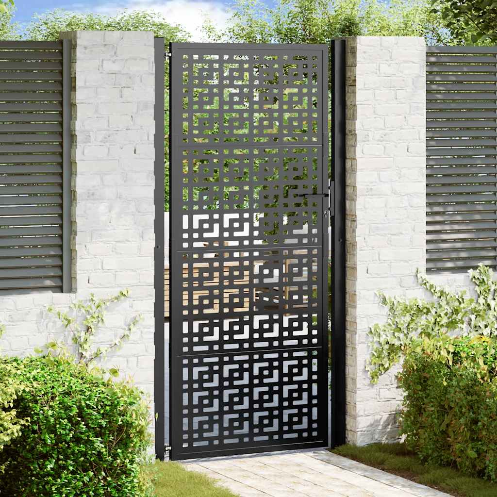 Gartentor Schwarz 105x205 cm Stahl Kreuz-Design Gartentor Schwarz 105x205 cm Stahl Kreuz-Design