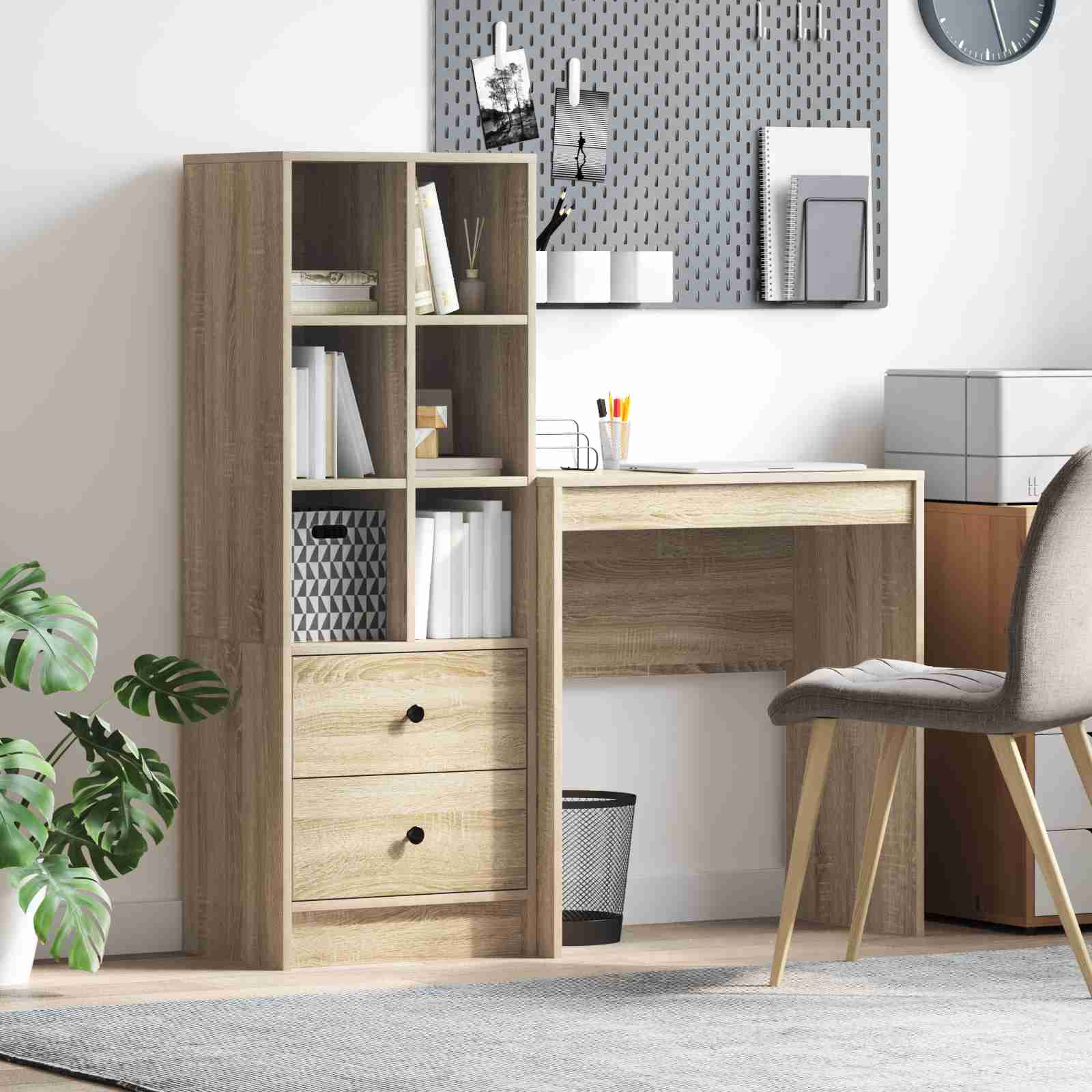 Schreibtisch mit Stauraum Sonoma Eiche Spanplatte Schreibtisch mit Stauraum Sonoma Eiche Spanplatte