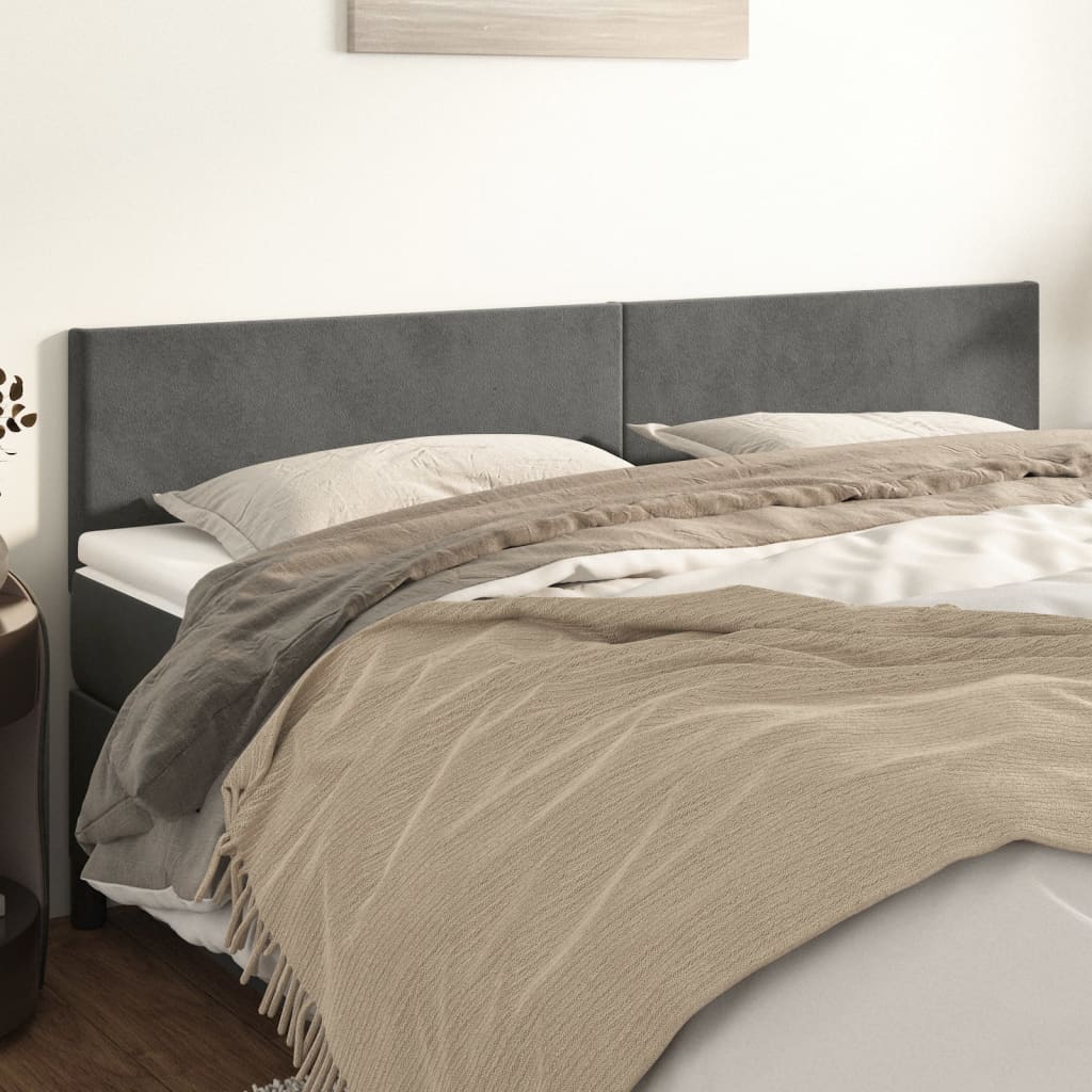 Kopfteile 2 Stk. Dunkelgrau 100x5x78/88 cm Samt Kopfteile 2 Stk. Dunkelgrau 100x5x78/88 cm Samt