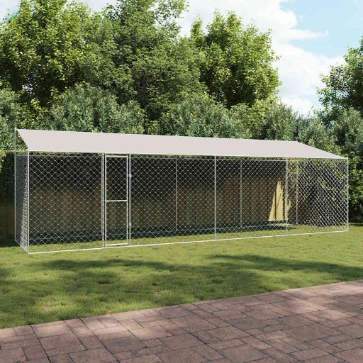 Hundekäfig Silber 800 x 200 x 256 cm Verzinkter Stahl Hundekäfig Silber 800 x 200 x 256 cm Verzinkter Stahl