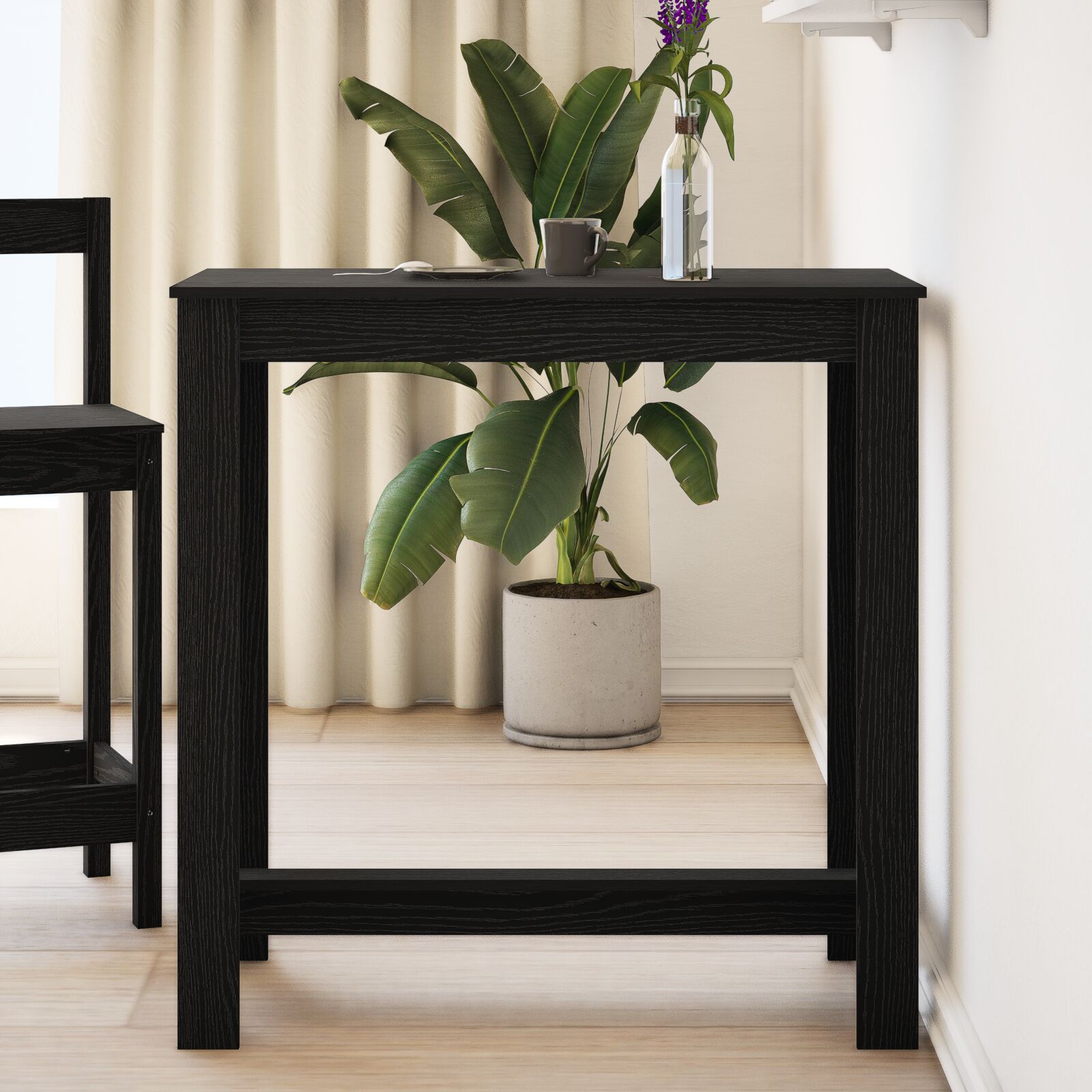 vidaXL Bartisch aus schwarzem Eichenholz 102x50x103,5 cm aus Ingenieurholz vidaXL Bartisch aus schwarzem Eichenholz 102x50x103,5 cm aus Ingenieurholz