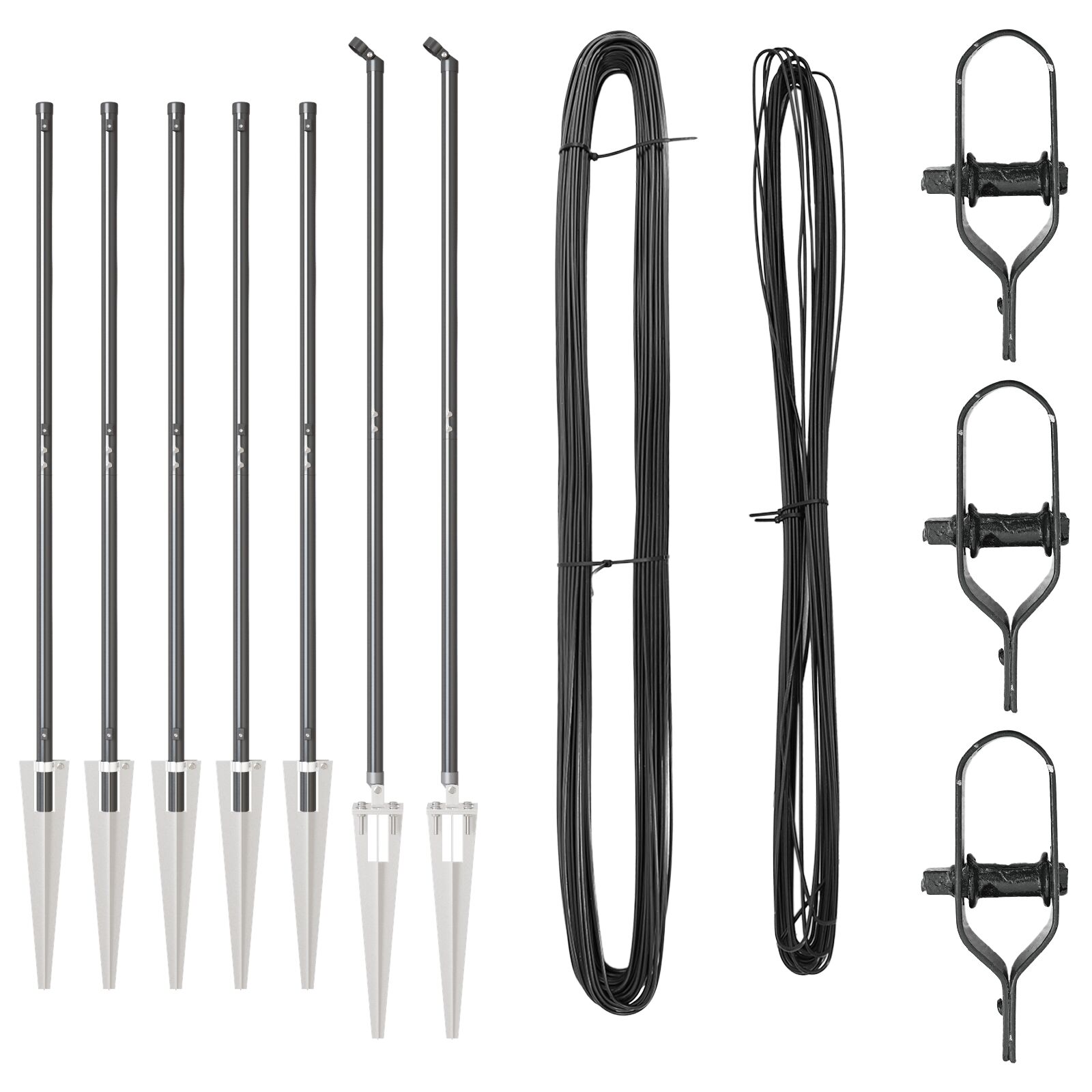 Zaunpfosten mit Spike 7 Stück Ø32 mm 160 cm verzinkter Stahl