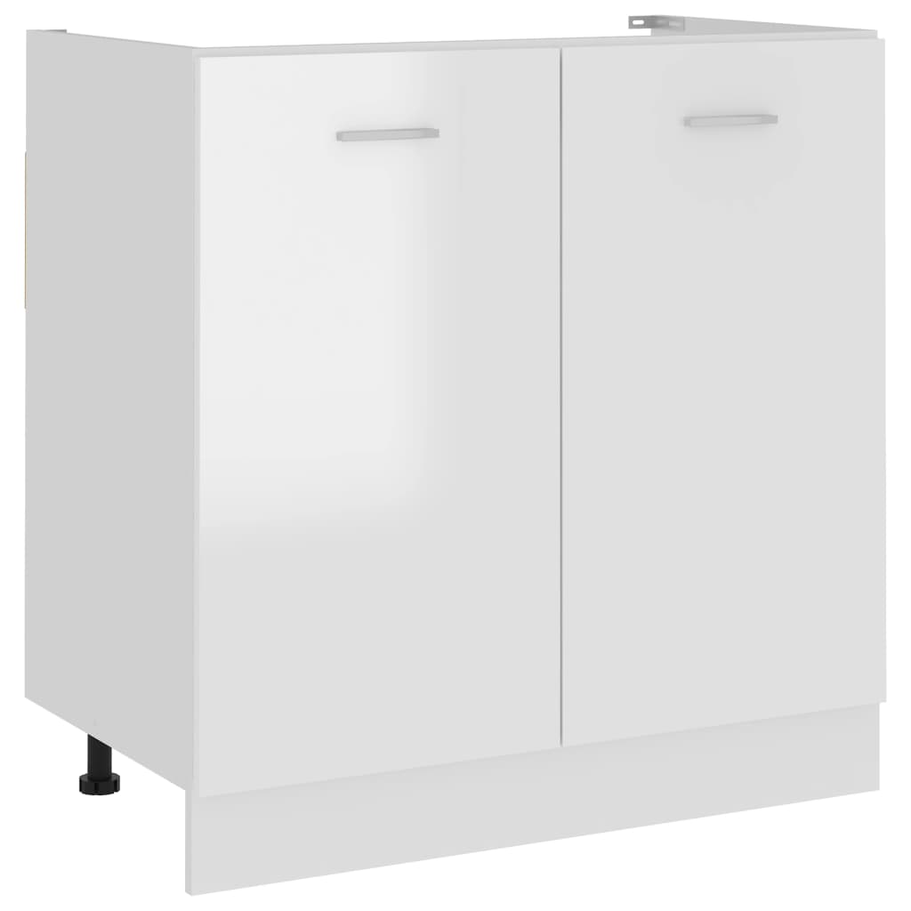 Spülenunterschrank Hochglanz-Weiß 80x46x81,5 cm Holzwerkstoff