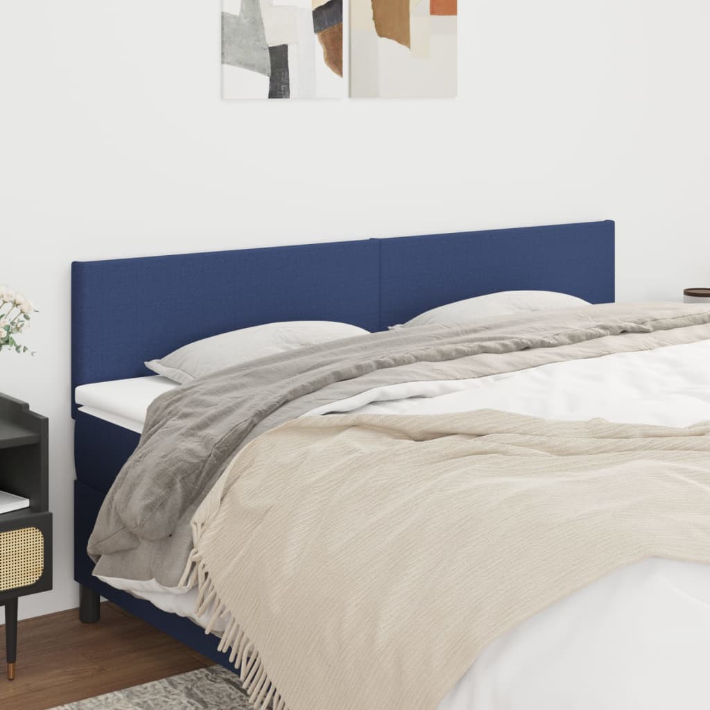 Kopfteile 2 Stk. Blau 100x5x78/88 cm Stoff Kopfteile 2 Stk. Blau 100x5x78/88 cm Stoff