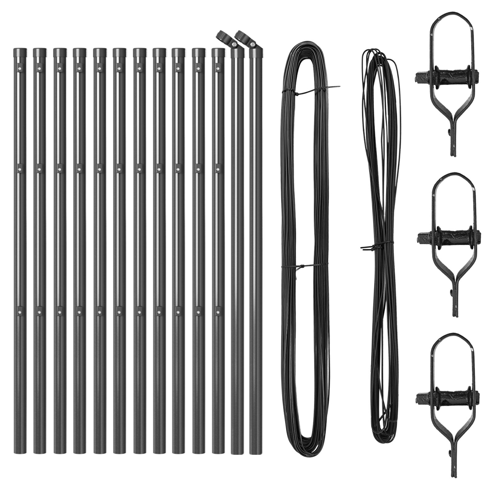 Zaunpfosten 13 Stück Grau Ø32 mm 120 cm Verzinkter Stahl