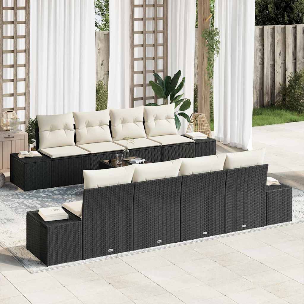 Garten-Sofa-Set 7 pcs Schwarz und Creme 55 x 55 x 37 cm Garten-Sofa-Set 7 pcs Schwarz und Creme 55 x 55 x 37 cm