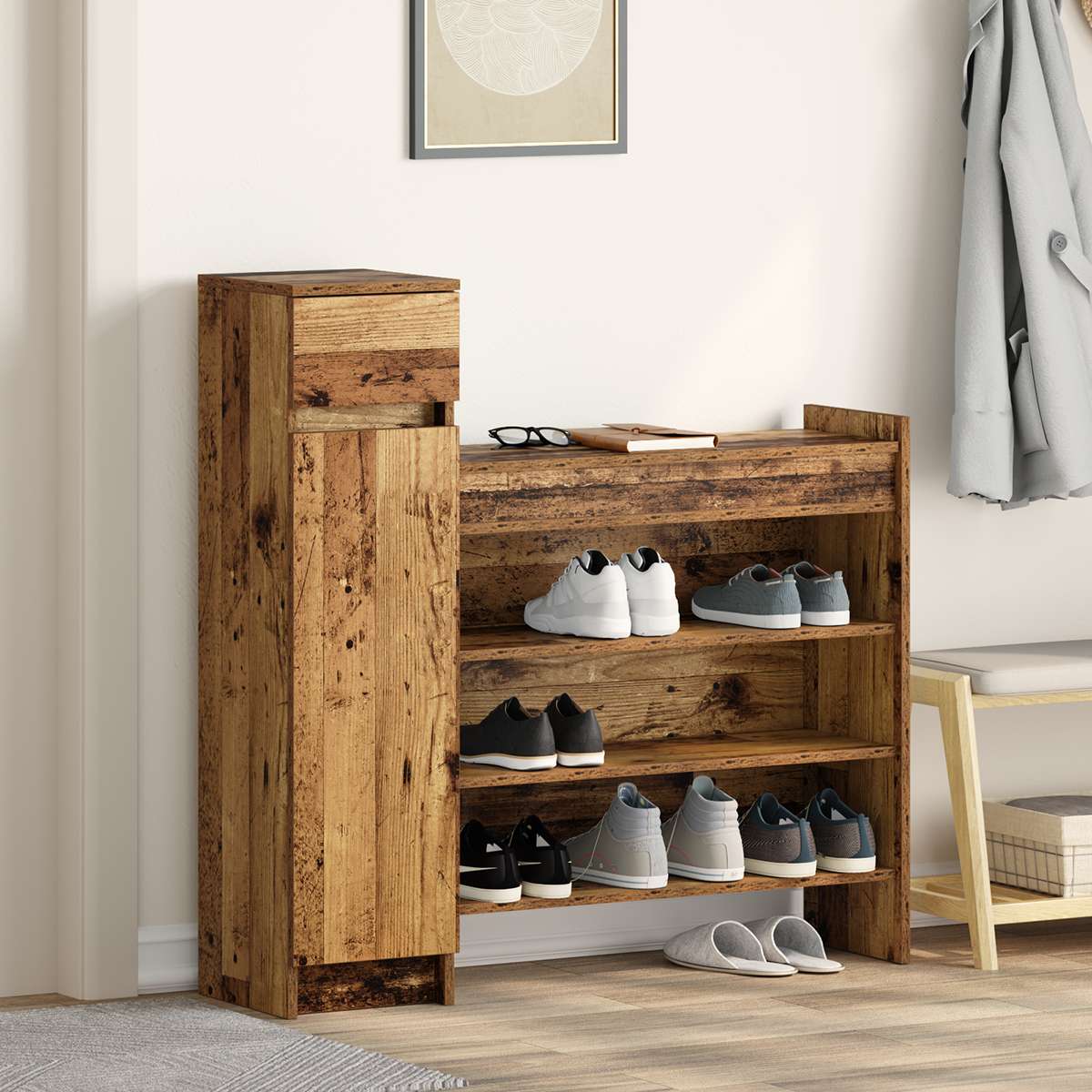 Schuhschrank Altholz 100.5x28x100 cm Engineered Wood Schuhschrank Altholz 100.5x28x100 cm Engineered Wood