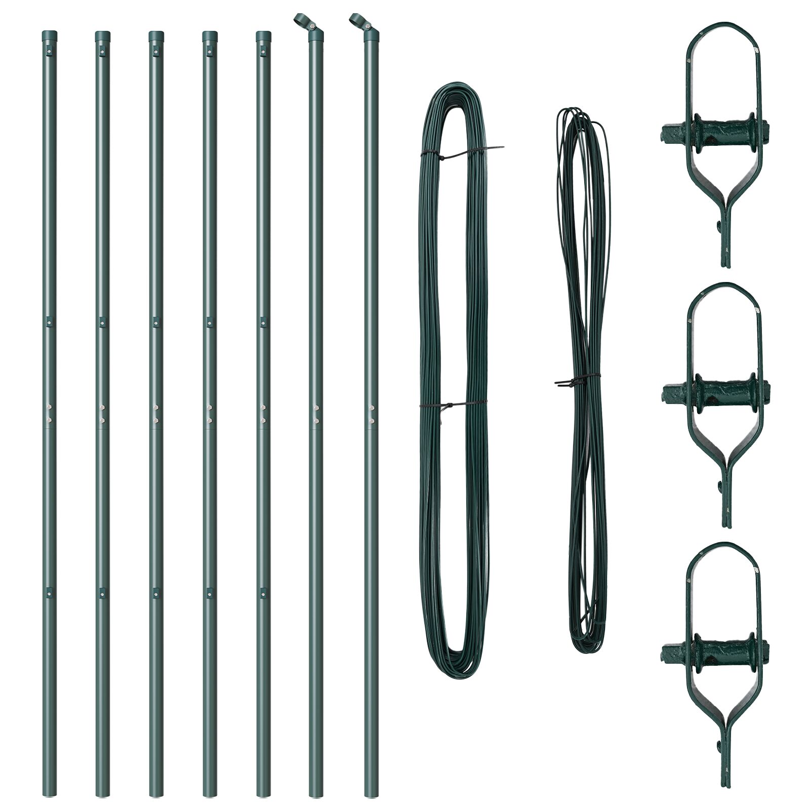 Zaunpfosten 7 Stück Grün Ø32 mm 190 cm Verzinkter Stahl
