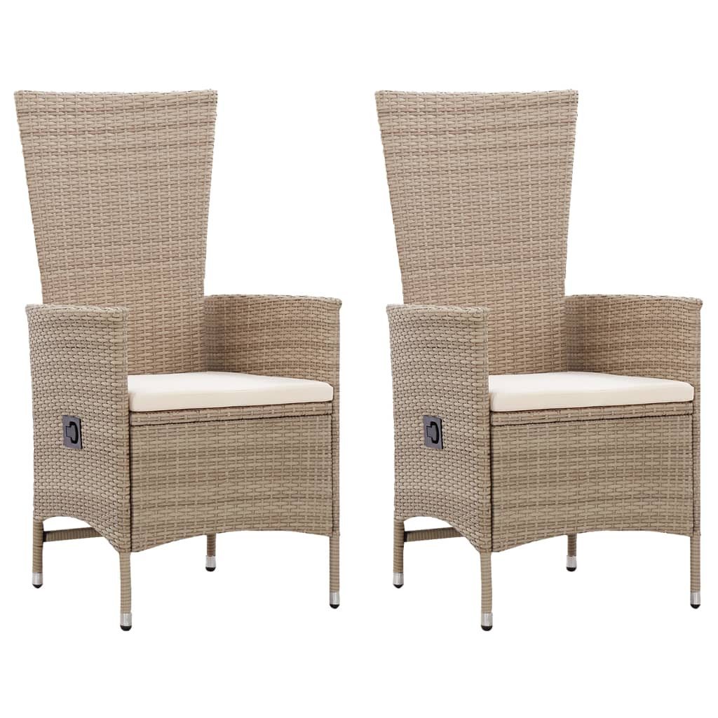 Gartenstühle 2 Stk. mit Auflagen Poly Rattan Beige Gartenstühle 2 Stk. mit Auflagen Poly Rattan Beige