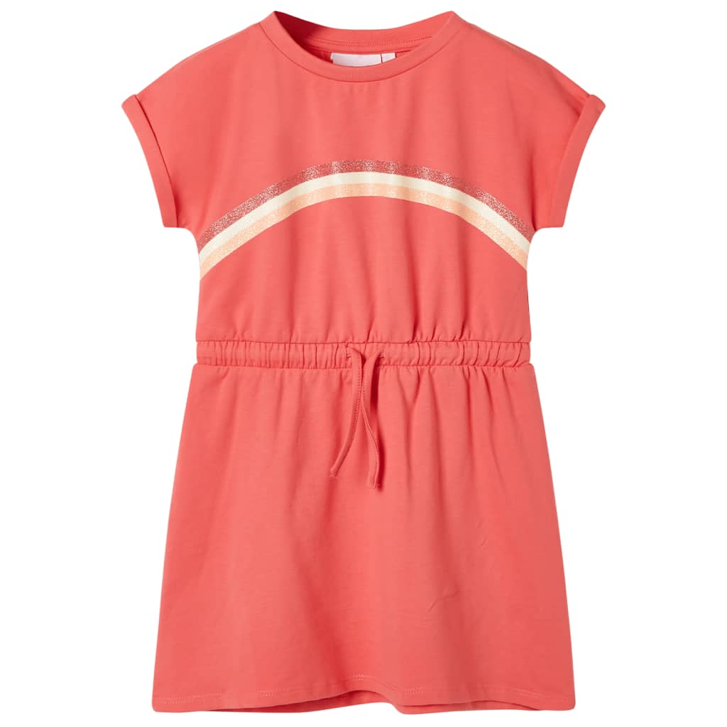 Kinderkleid mit Kordelzug Korallenrosa 128 Kinderkleid mit Kordelzug Korallenrosa 128