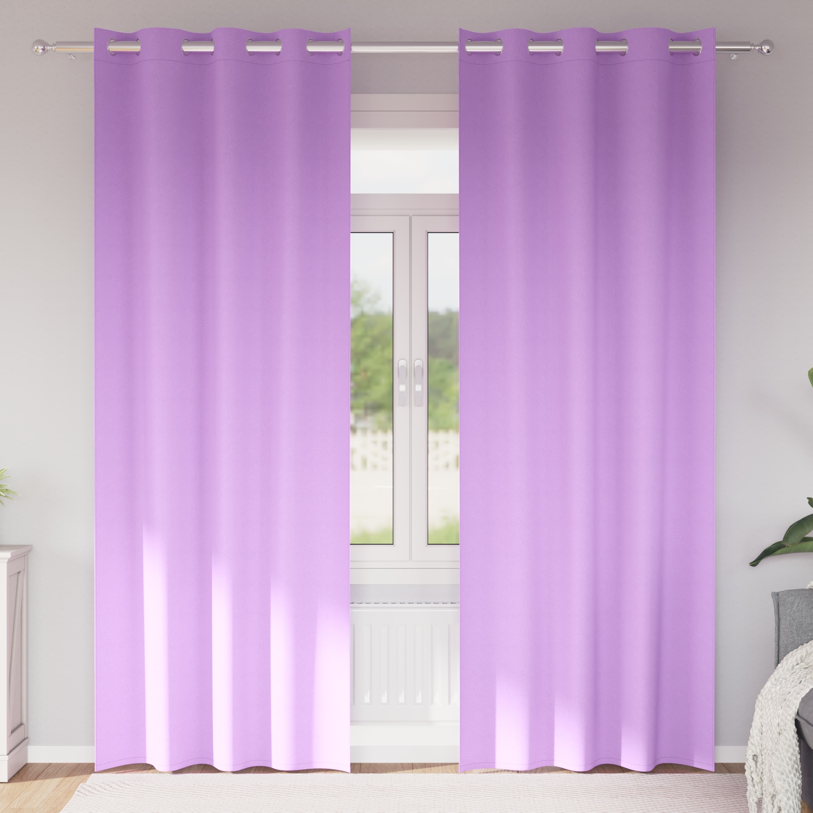 Vorhänge mit Vorhängen 2 pcs Lila 245 x 140 cm Polyester Vorhänge mit Vorhängen 2 pcs Lila 245 x 140 cm Polyester