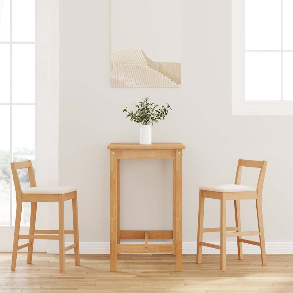Barhocker mit Kissen 2 Stk. Natur Massivholz Gummibaum Barhocker mit Kissen 2 Stk. Natur Massivholz Gummibaum