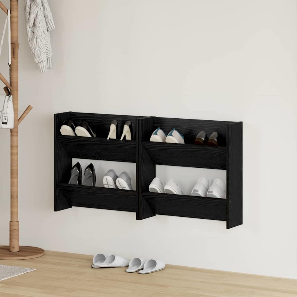 Wandschuhschränke 2 pcs Schwarze Eiche 60 x 18 x 60 cm Wandschuhschränke 2 pcs Schwarze Eiche 60 x 18 x 60 cm