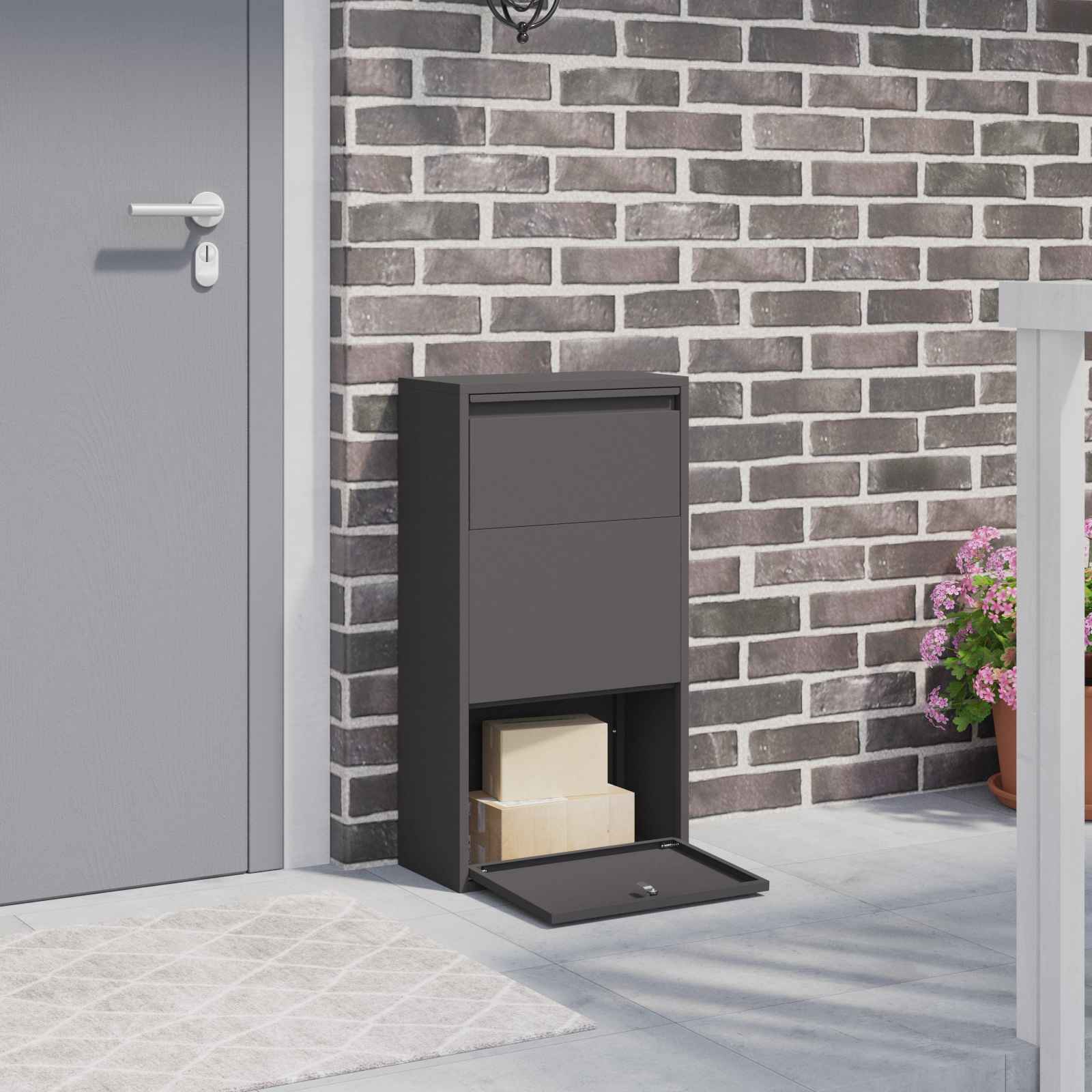 Paketdropbox Schwarz 44x22x82 cm Stahl Paketdropbox Schwarz 44x22x82 cm Stahl