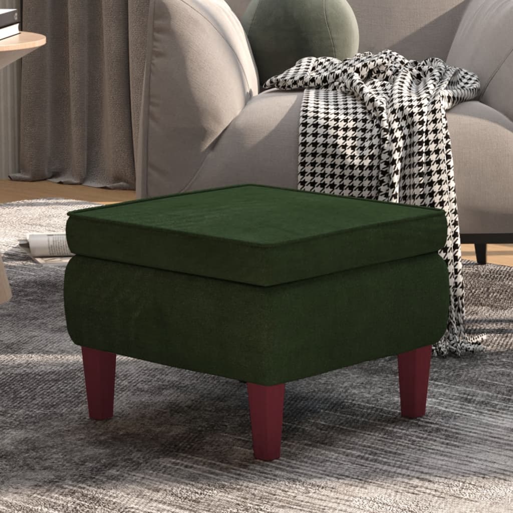 Hocker mit Holzbeinen Dunkelgrün Samt Hocker mit Holzbeinen Dunkelgrün Samt