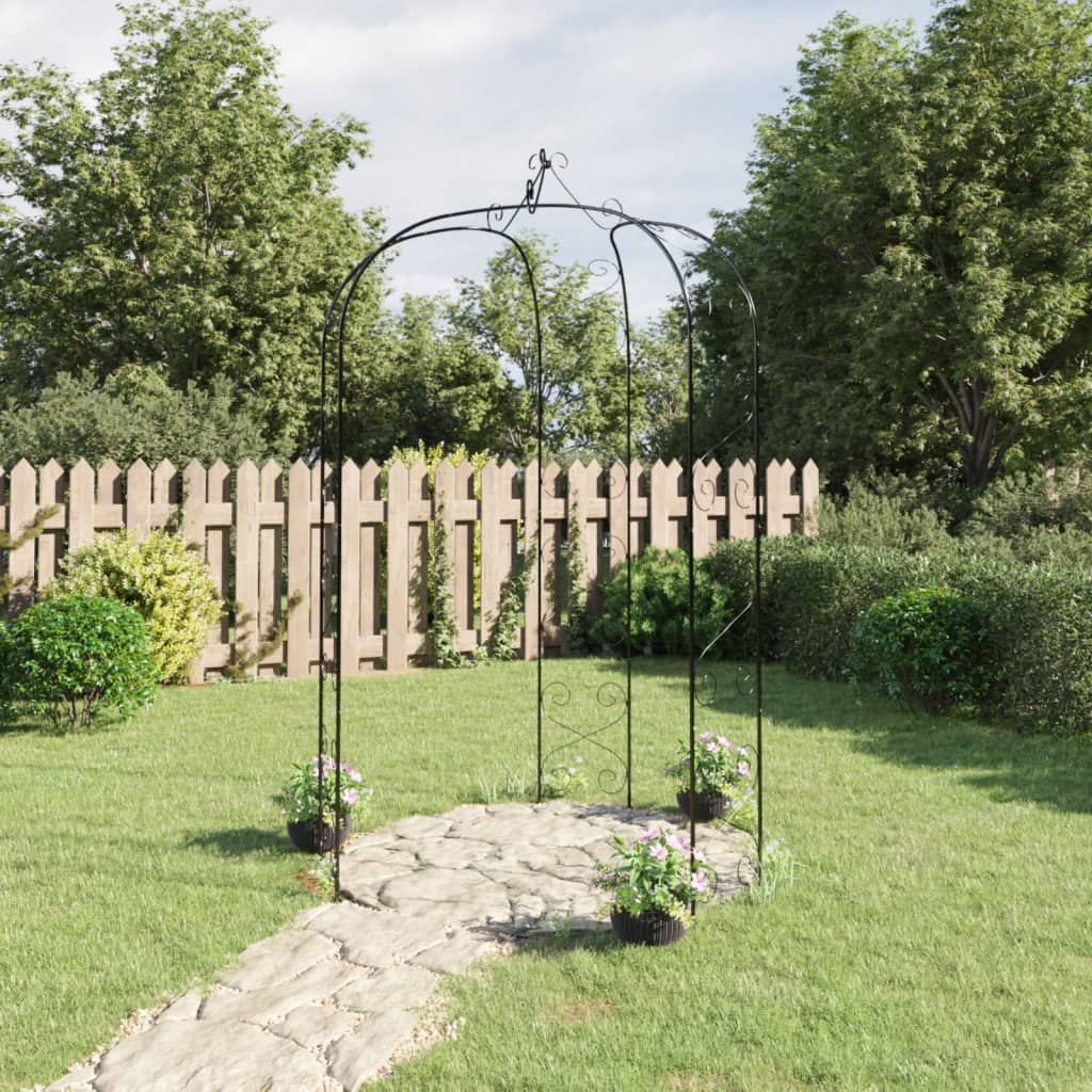 Gartenbogen Schwarz Ø180x255 cm Stahl Gartenbogen Schwarz Ø180x255 cm Stahl