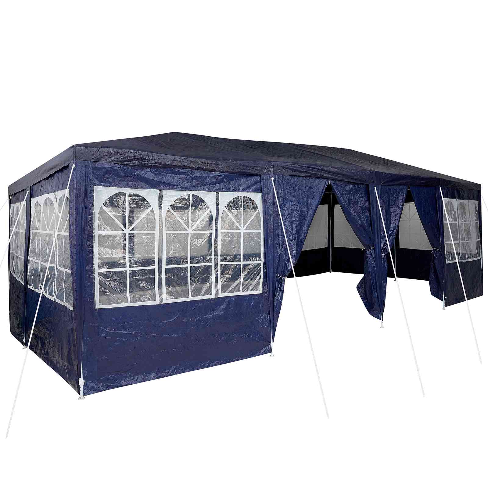 Partyzelt mit 12 Seitenwänden Blau 8x4 m PE Partyzelt mit 12 Seitenwänden Blau 8x4 m PE