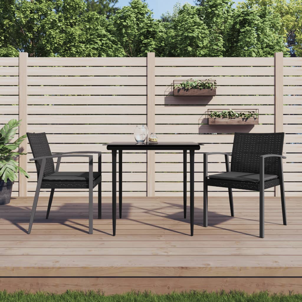 Gartenstühle mit Kissen 2 Stk. Schwarz 56,5x57x83cm Poly Rattan Gartenstühle mit Kissen 2 Stk. Schwarz 56,5x57x83cm Poly Rattan