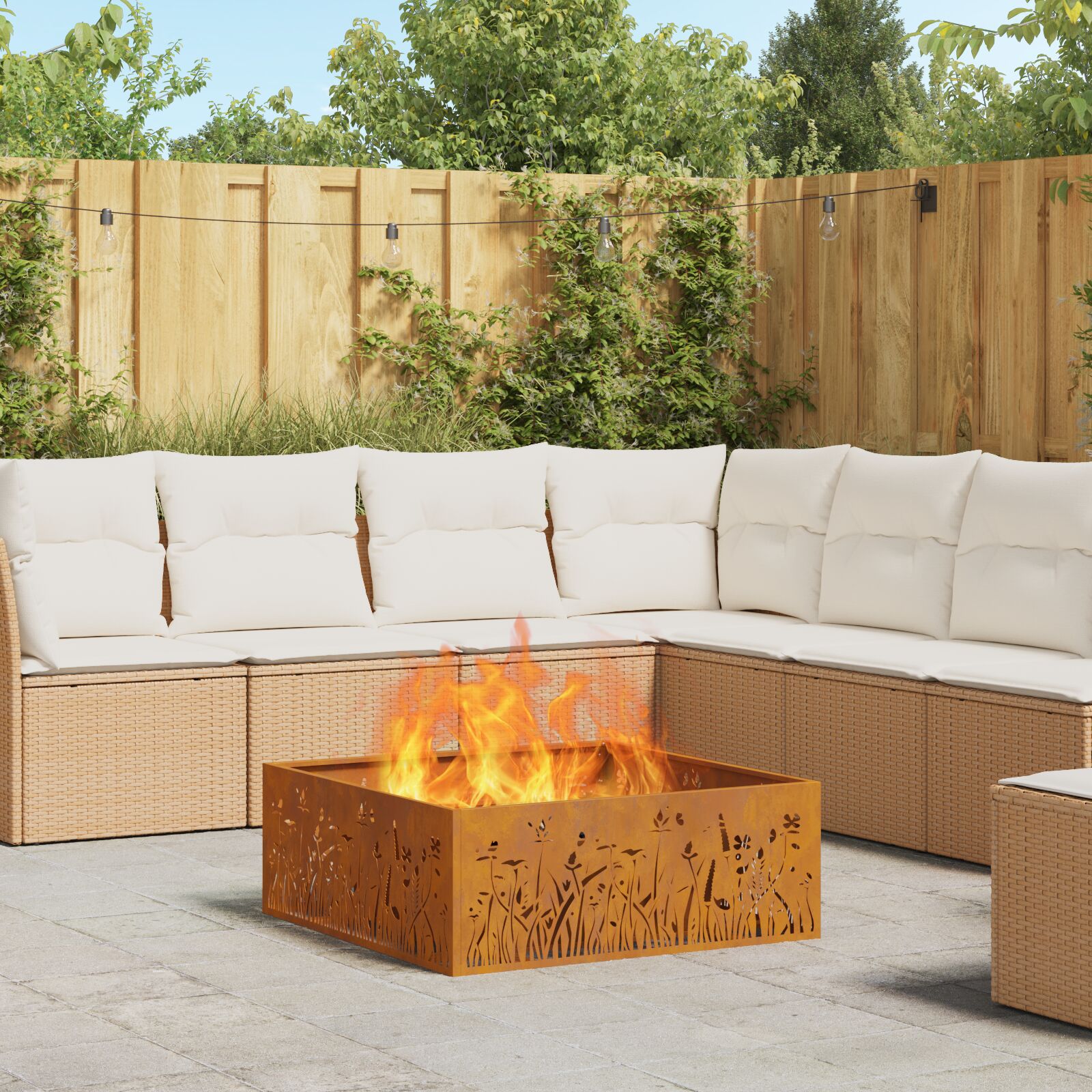 vidaXL Feuerstelle Quadrat 80x80x30 cm Wetterbeständiger Stahl vidaXL Feuerstelle Quadrat 80x80x30 cm Wetterbeständiger Stahl