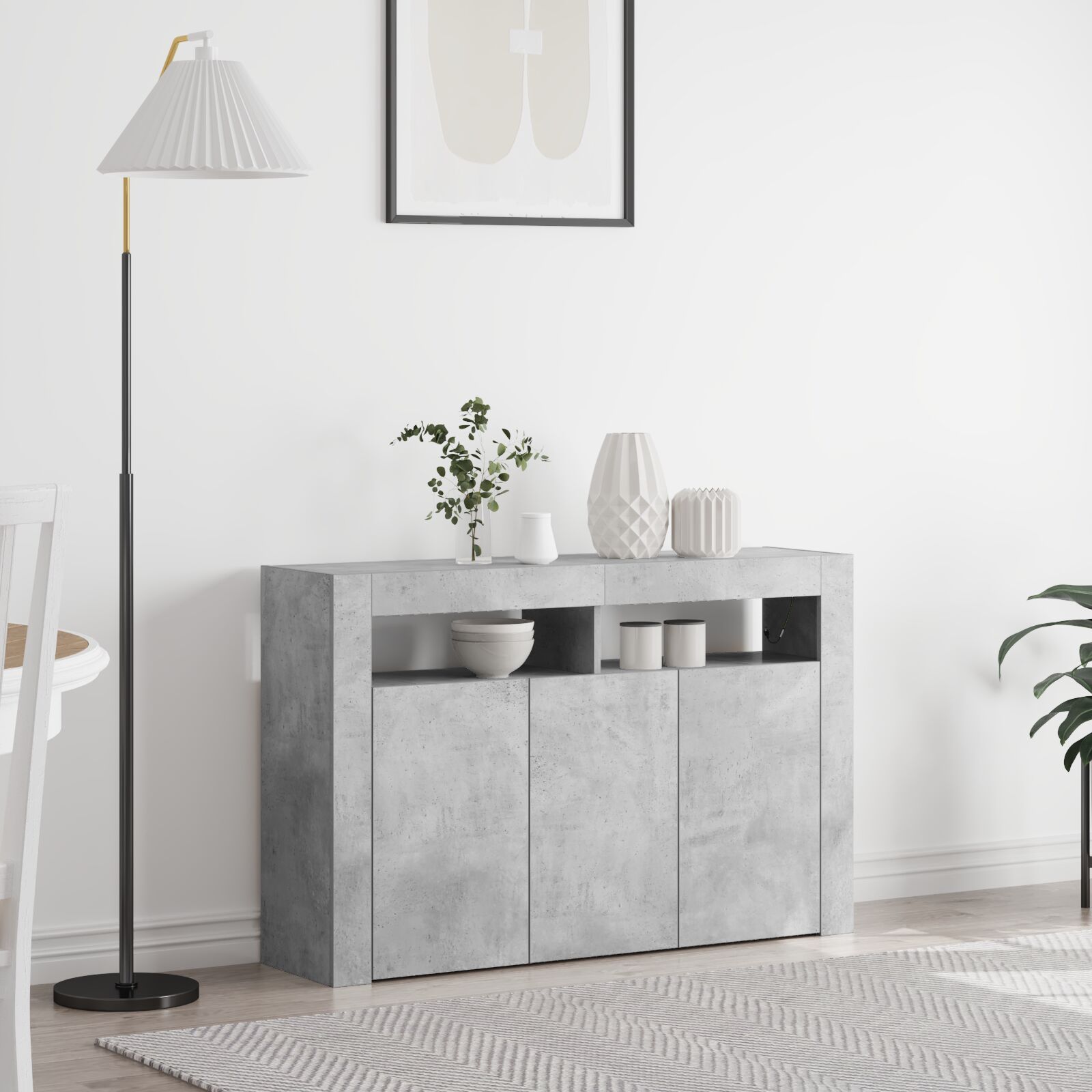 Sideboard Beton Grau Engineered Wood 116 x 30 x 75 cm Rechteckig