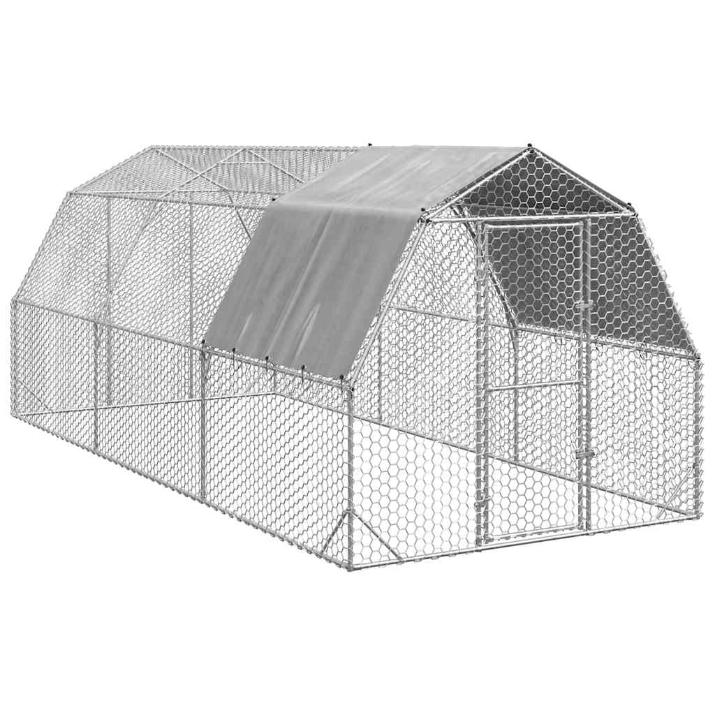 Hühnerstall mit Dach 2,5x6x2,25 m Verzinkter Stahl