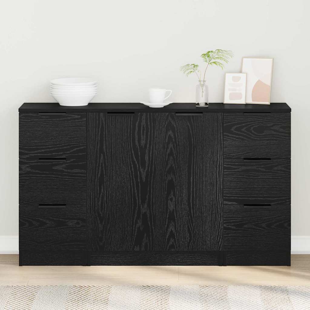 Sideboard 3 pcs Schwarze Eiche 121 x 30 x 70 cm Holzwerkstoff