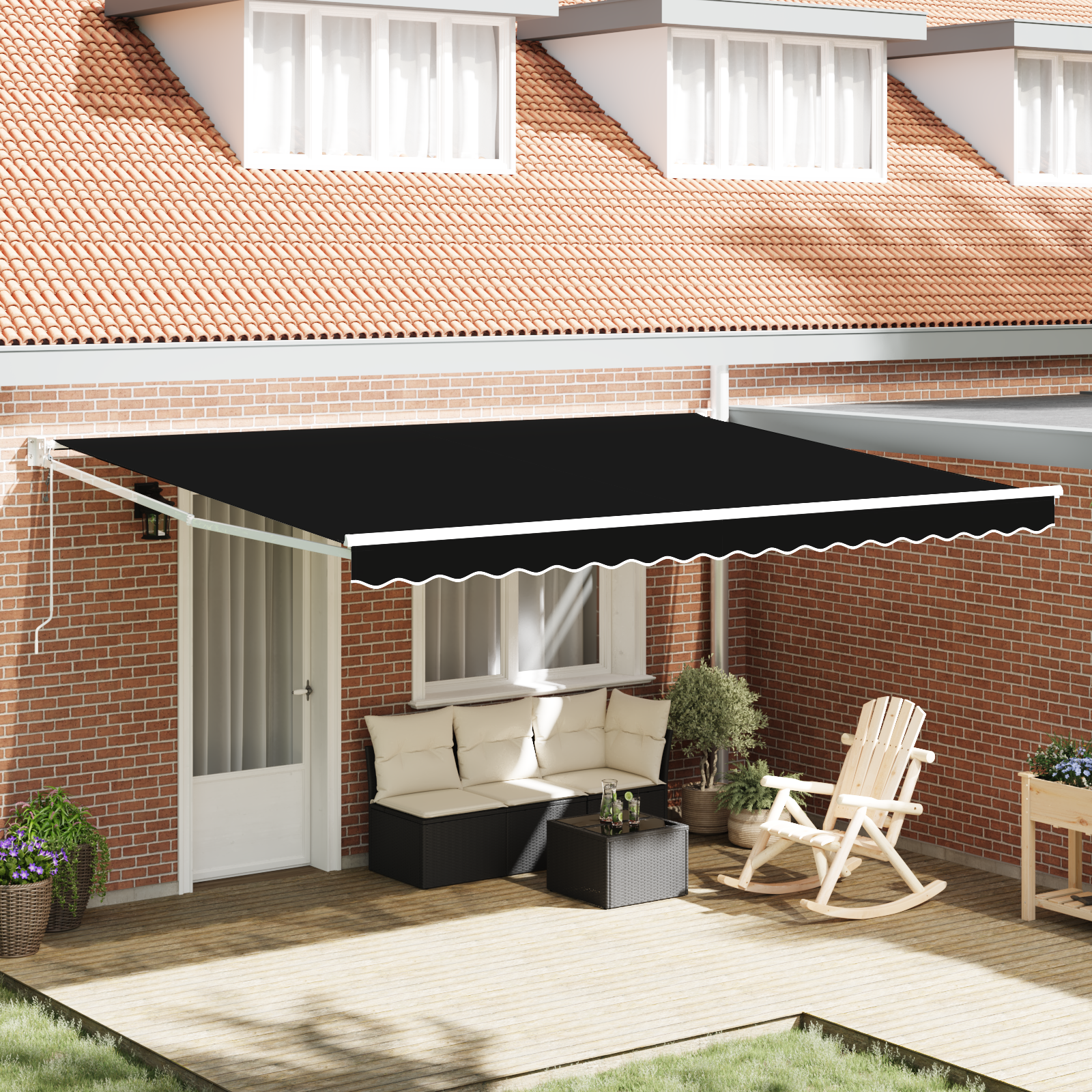 automatische einziehbare Markise Schwarz 450x300 cm automatische einziehbare Markise Schwarz 450x300 cm