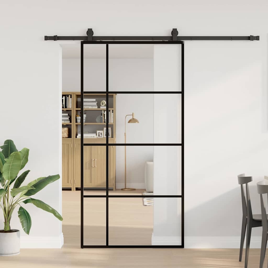 Schiebetür mit Beschlag Schwarz 102,5x205 cm ESG-Glas Schiebetür mit Beschlag Schwarz 102,5x205 cm ESG-Glas
