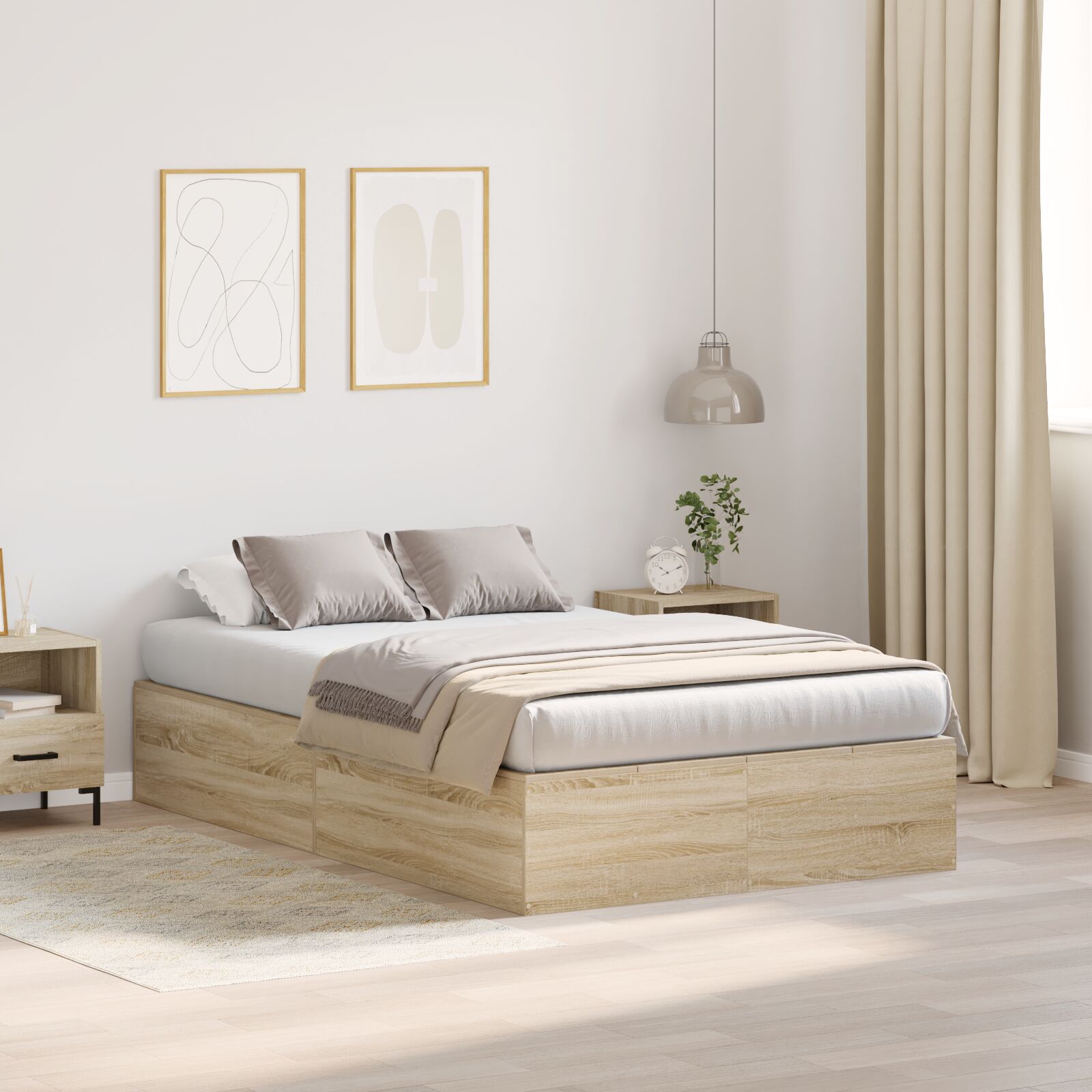 vidaXL Bettgestell mit Stauraum Sonoma Eiche 120x200 cm vidaXL Bettgestell mit Stauraum Sonoma Eiche 120x200 cm