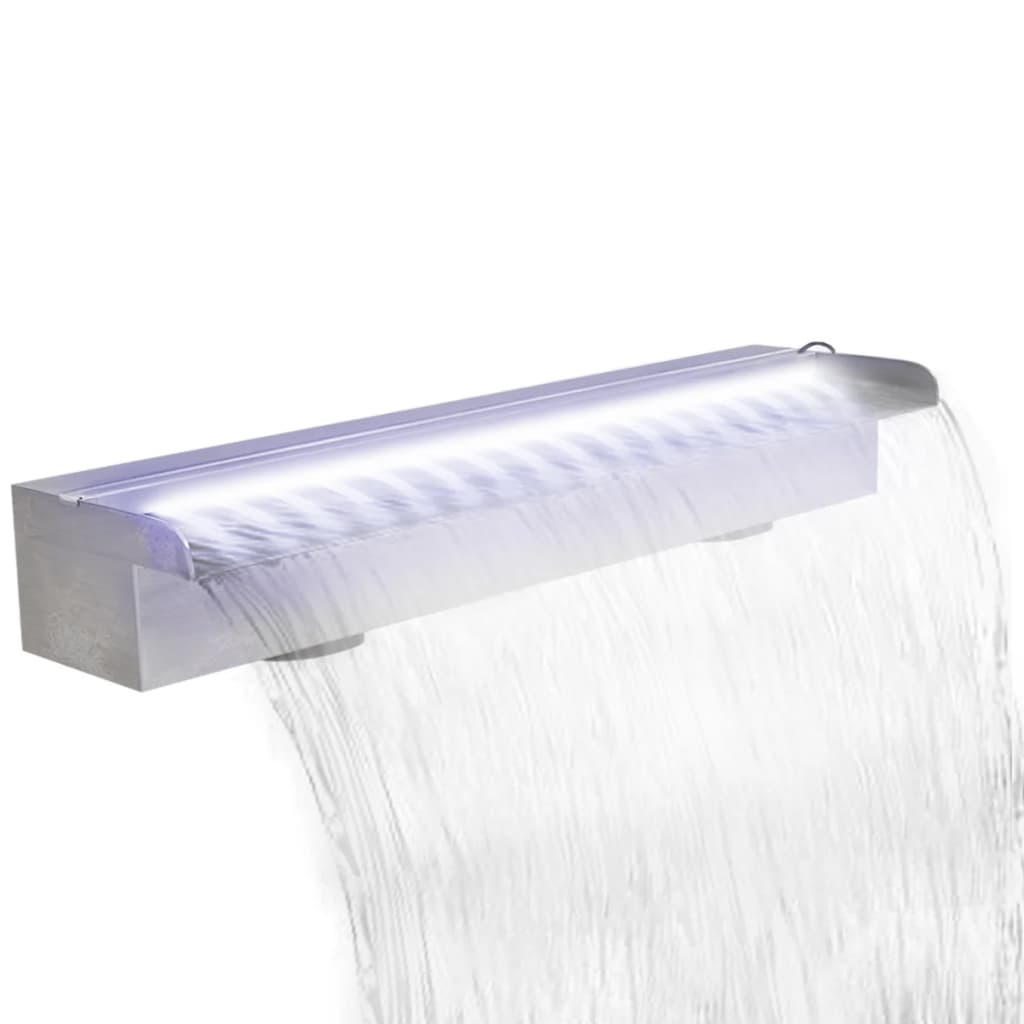 Pool-Wasserfall Fontäne mit LEDs Rechteckig Edelstahl 60 cm