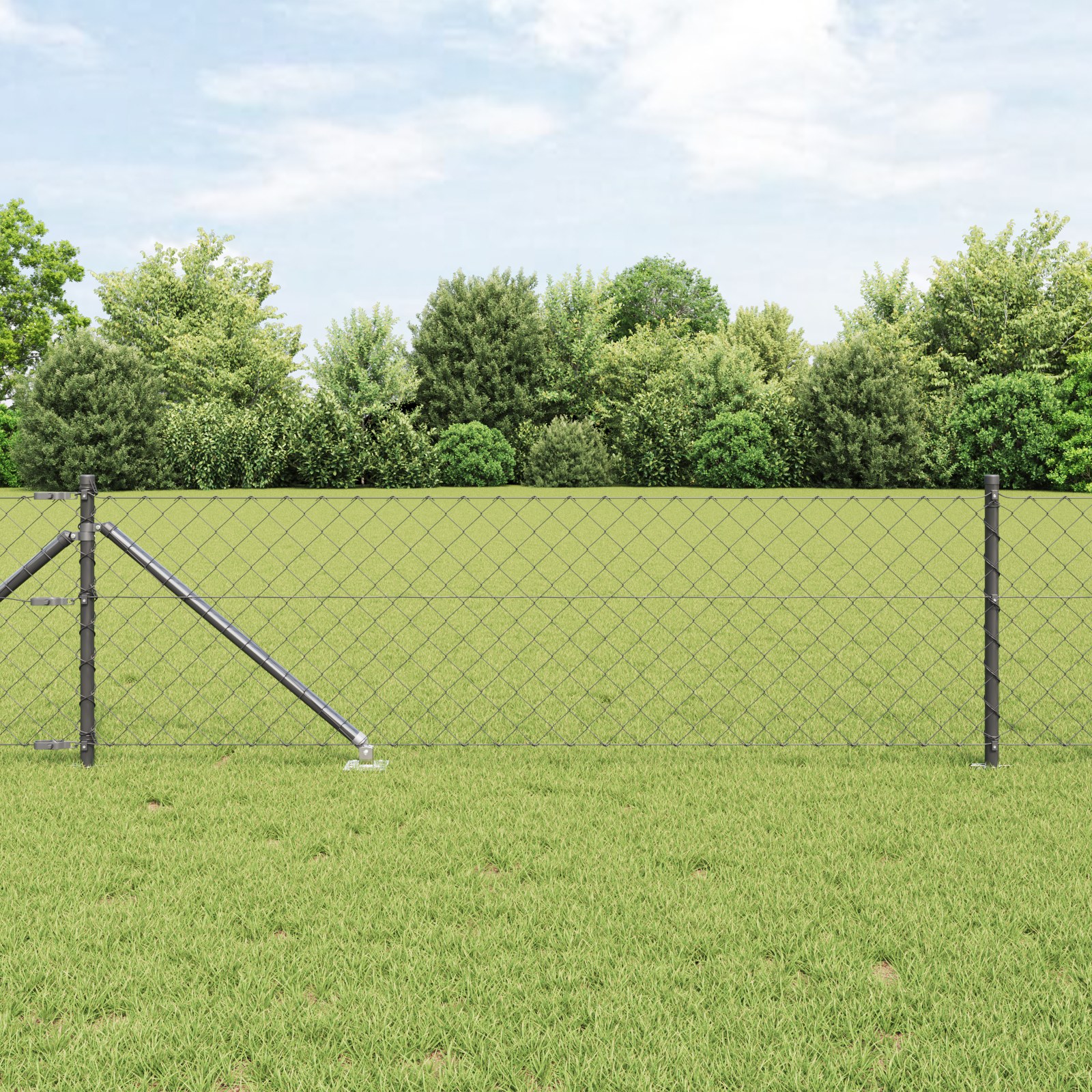 Kettengliedzaun mit 13 Spike-Posten 0,8x25 m verzinkter Stahl Kettengliedzaun mit 13 Spike-Posten 0,8x25 m verzinkter Stahl