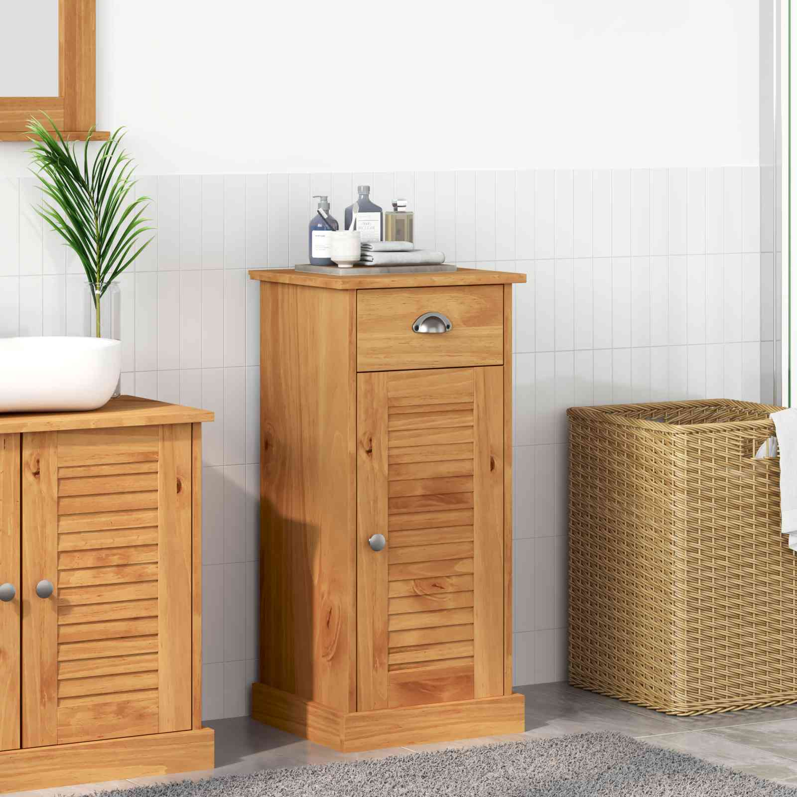 Badezimmerschrank 'VIGO'mit Schublade 37x34x80 cm aus Massivholz Badezimmerschrank 'VIGO'mit Schublade 37x34x80 cm aus Massivholz