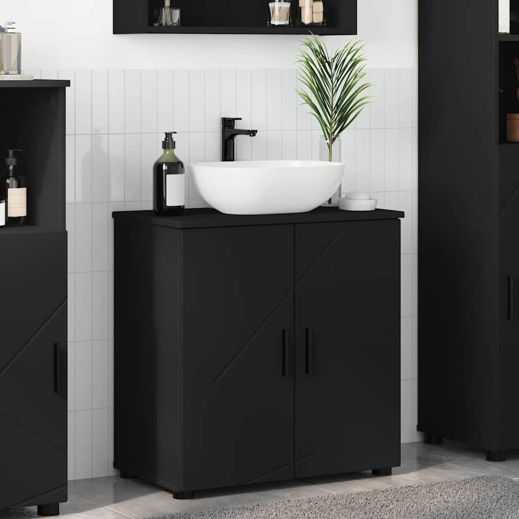 Badezimmer Schrank Schwarz 61 x 35 x 64 cm Holzwerkstoff