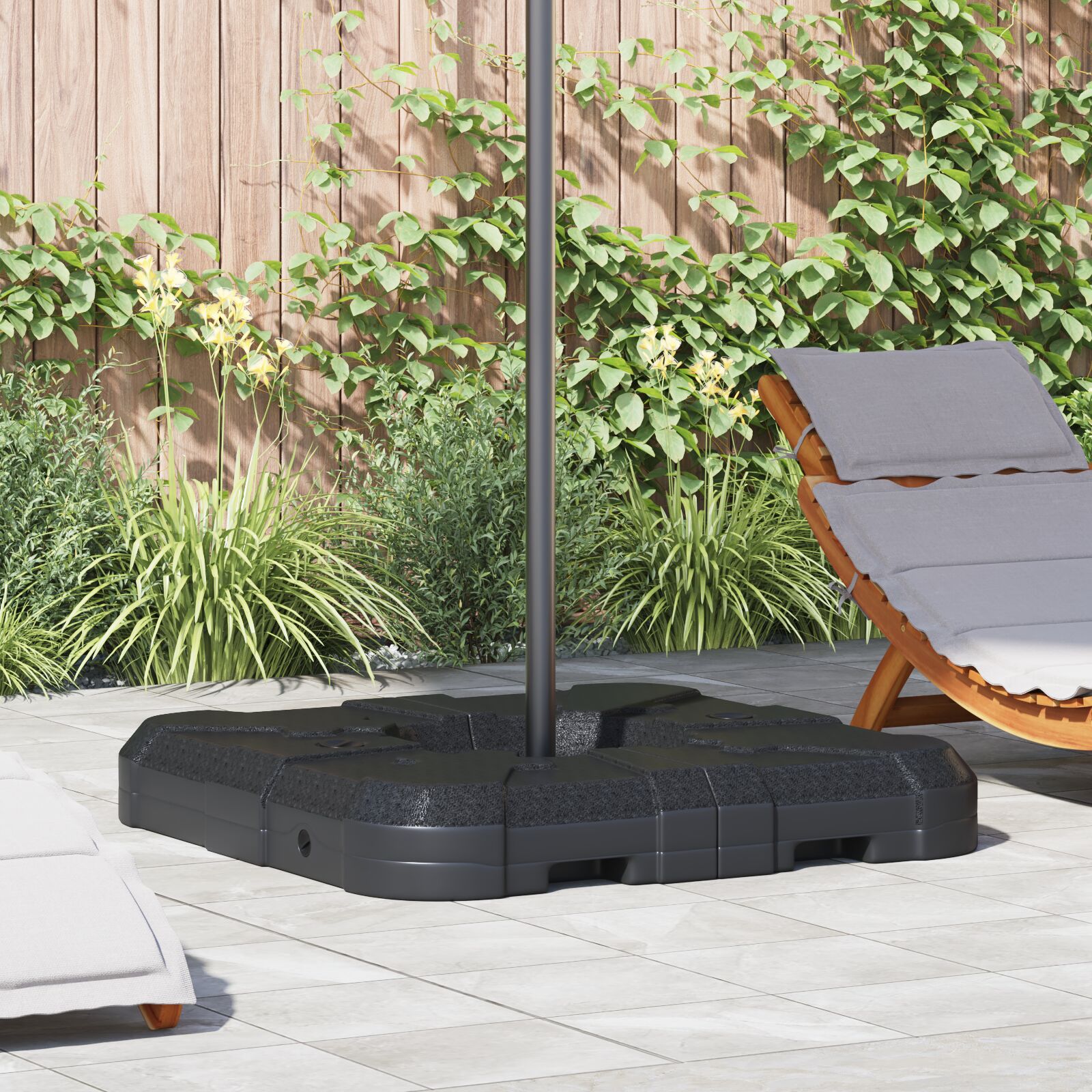 2-teiliges Cantilever-Sonnenschirm-Basis-Set mit 110 kg Sand oder 70 kg Wasser 2-teiliges Cantilever-Sonnenschirm-Basis-Set mit 110 kg Sand oder 70 kg Wasser