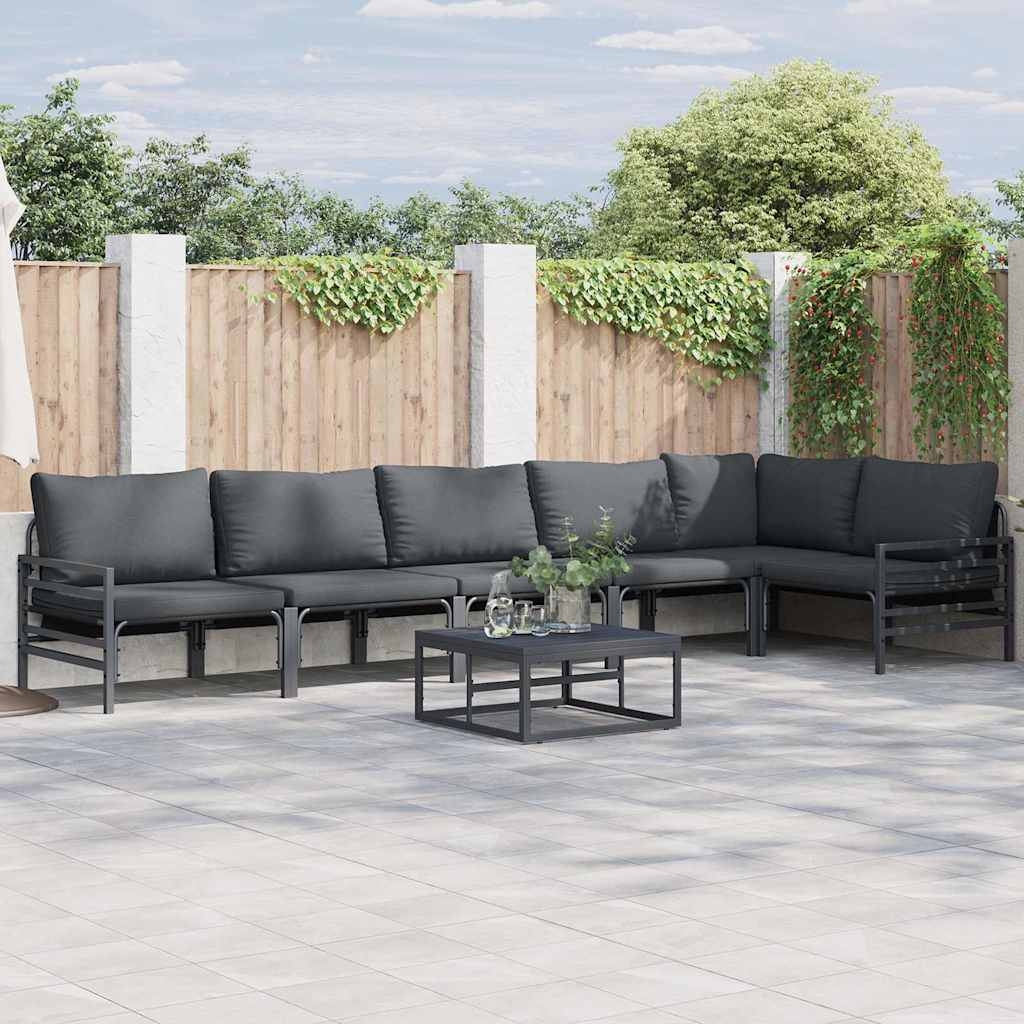 Garten-Sofa-Set 6 pcs Anthrazit Stahl Garten-Sofa-Set 6 pcs Anthrazit Stahl