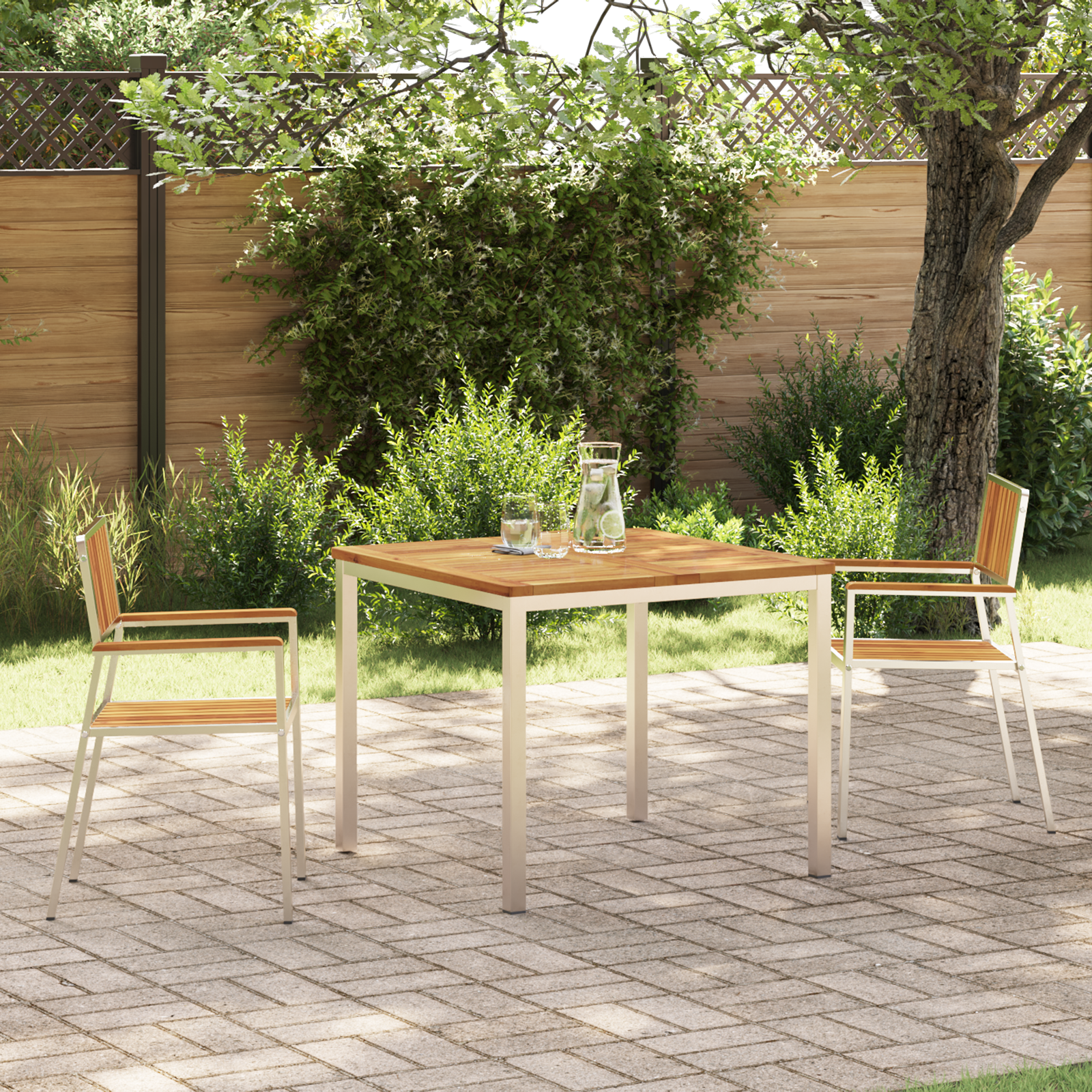 3-teiliges Garten Esszimmer Set Massivholz Akazie 3-teiliges Garten Esszimmer Set Massivholz Akazie
