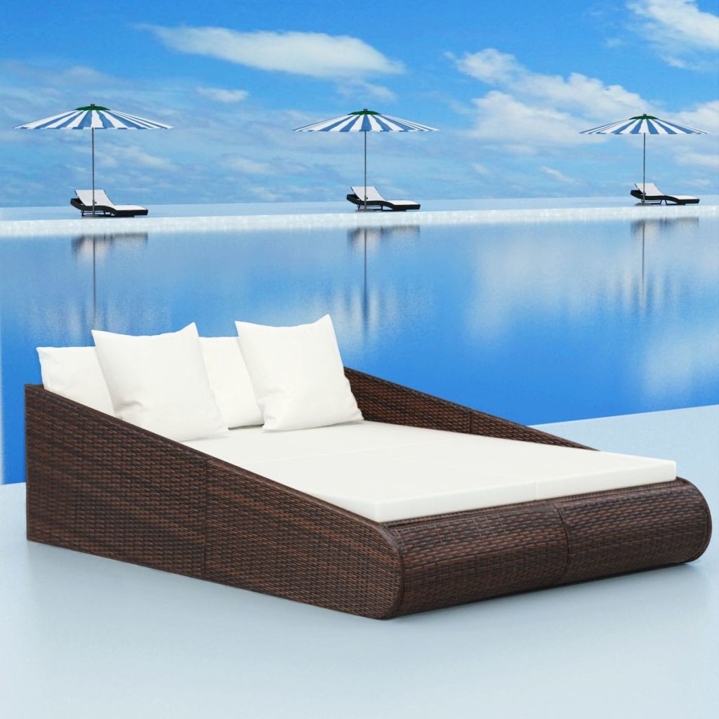 Gartenbett Braun 110x200 cm Poly Rattan Gartenbett Braun 110x200 cm Poly Rattan