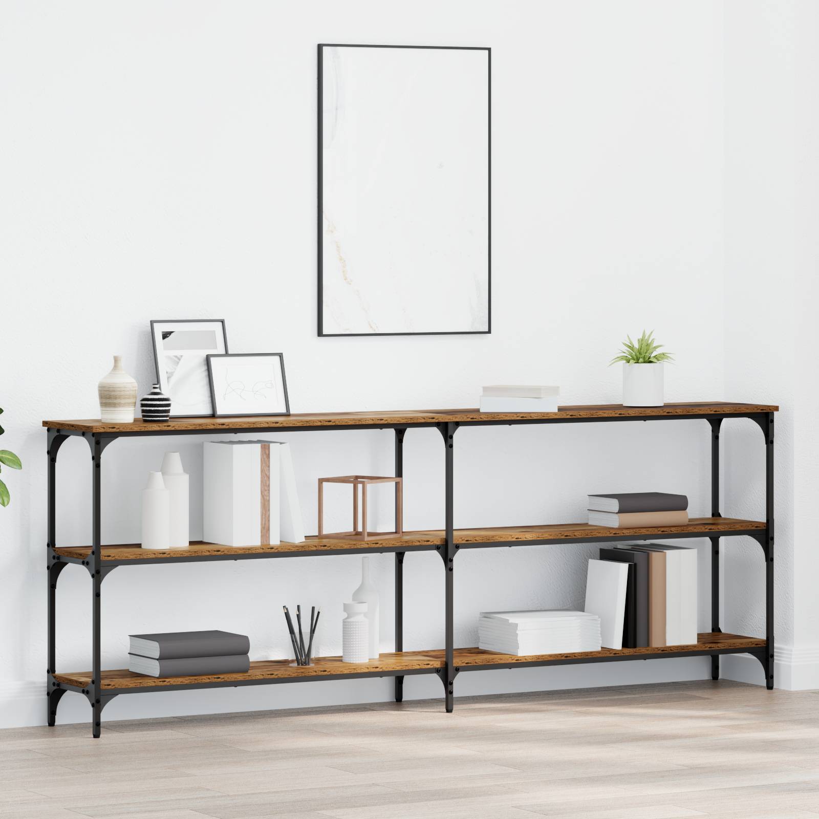 Konsolentisch Altholz 200x29x75 cm Brett Holz Konsolentisch Altholz 200x29x75 cm Brett Holz
