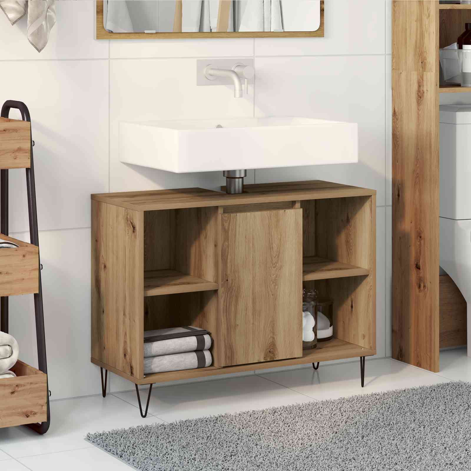 Waschtisch Kunsthandwerk Eiche MDF Standard Waschtisch Waschtisch Kunsthandwerk Eiche MDF Standard Waschtisch
