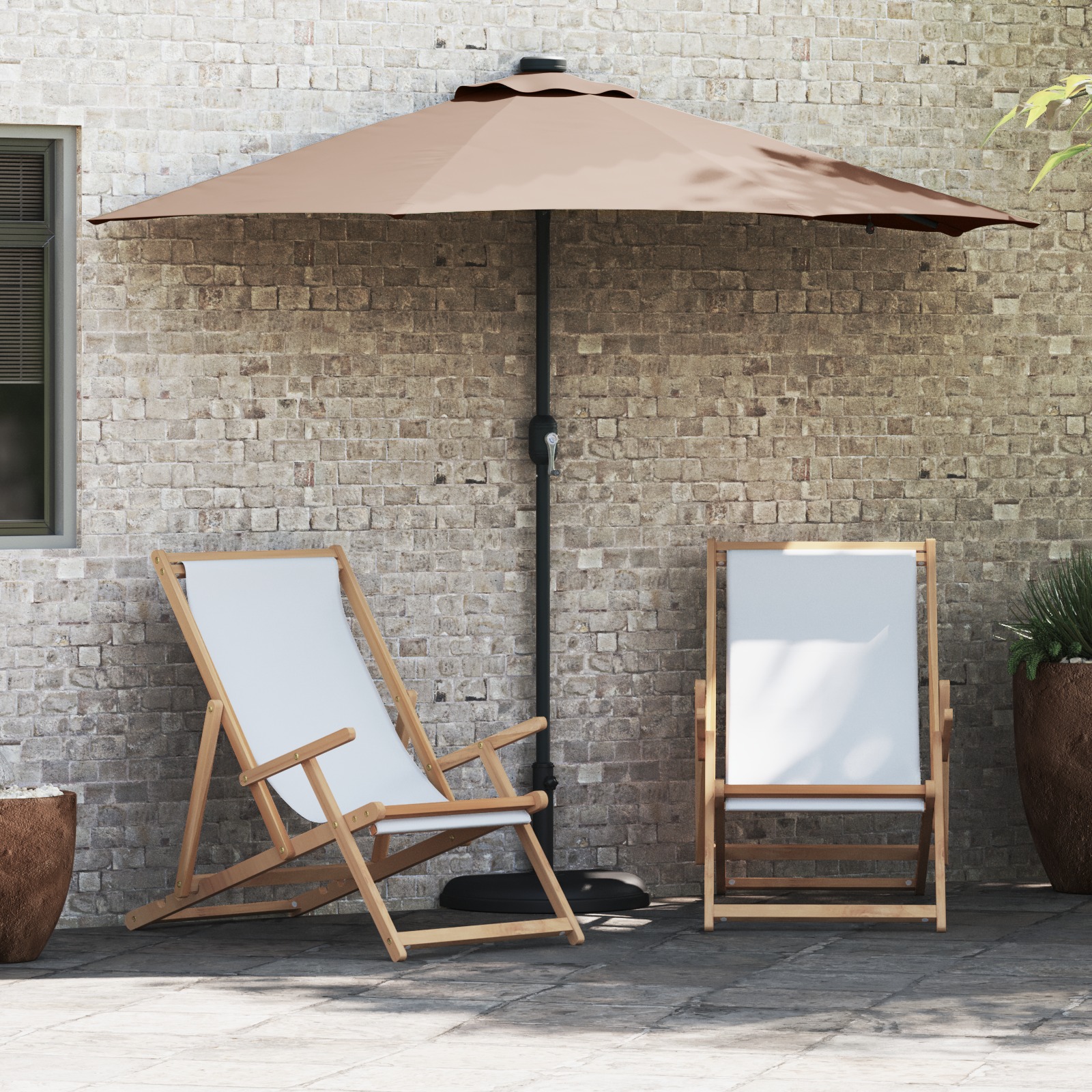 Gartenparasol Taupe 294 x 150 x 223 cm Stoff Gartenparasol Taupe 294 x 150 x 223 cm Stoff