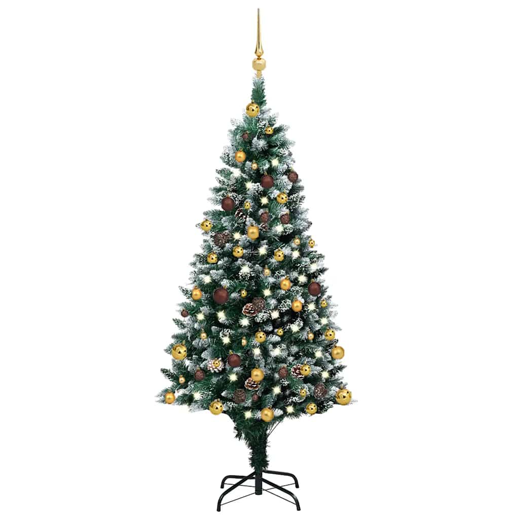 Künstlicher Weihnachtsbaum mit Beleuchtung Kugeln Zapfen 150 cm Künstlicher Weihnachtsbaum mit Beleuchtung Kugeln Zapfen 150 cm
