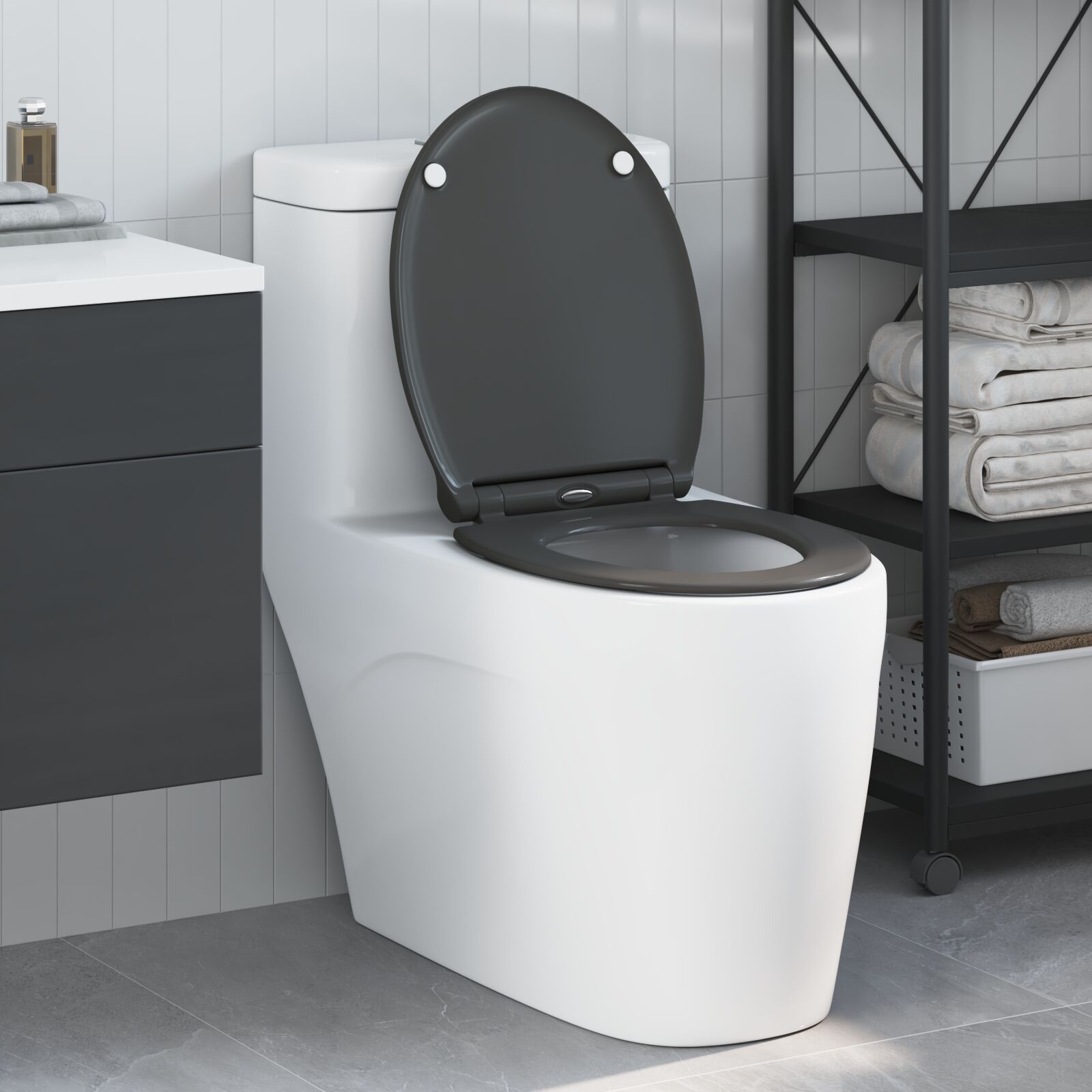 Quick Release Toilettensitz mit sanftem Schließen Duroplast Anthrazit Quick Release Toilettensitz mit sanftem Schließen Duroplast Anthrazit