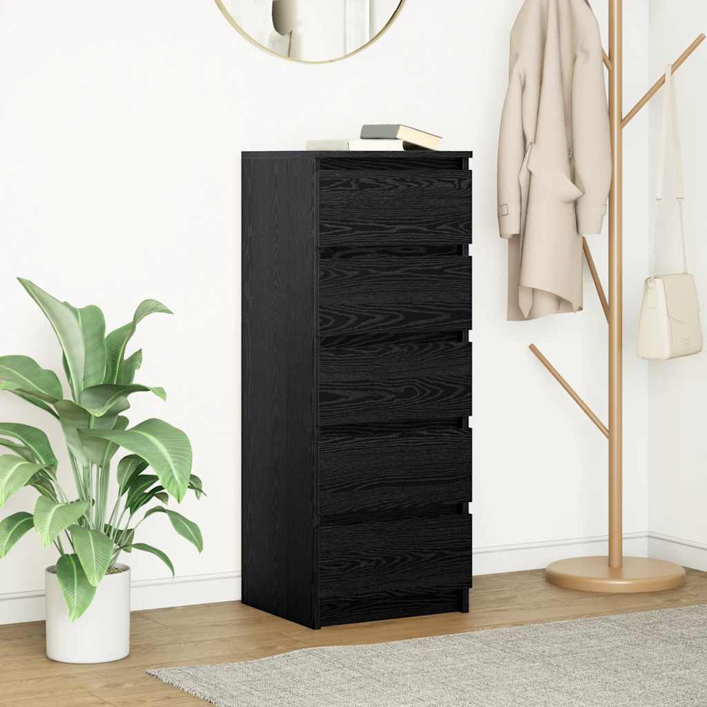 Sideboard mit Schubladen Schwarz Eichen-Optik 37,5x35x99 cm