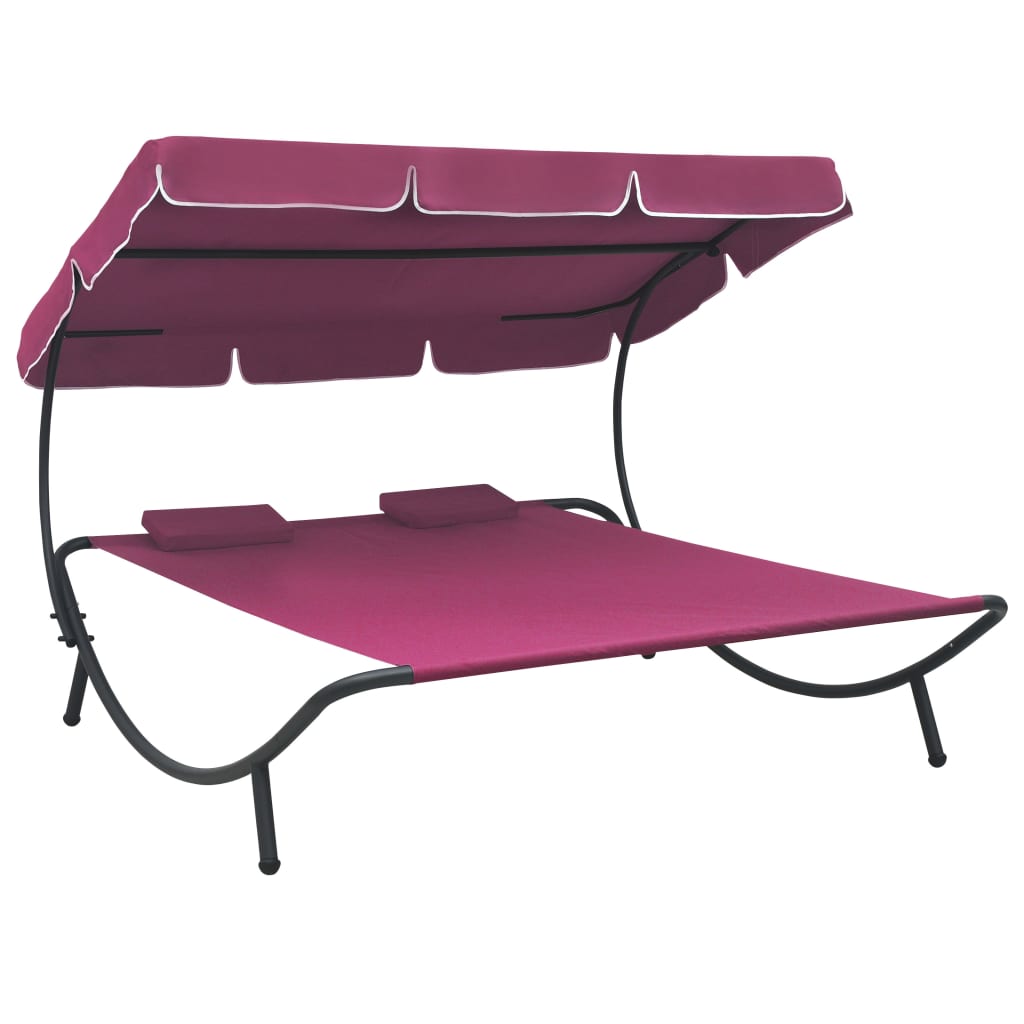 Sonnenliege mit Sonnendach und Kissen Rosa Sonnenliege mit Sonnendach und Kissen Rosa