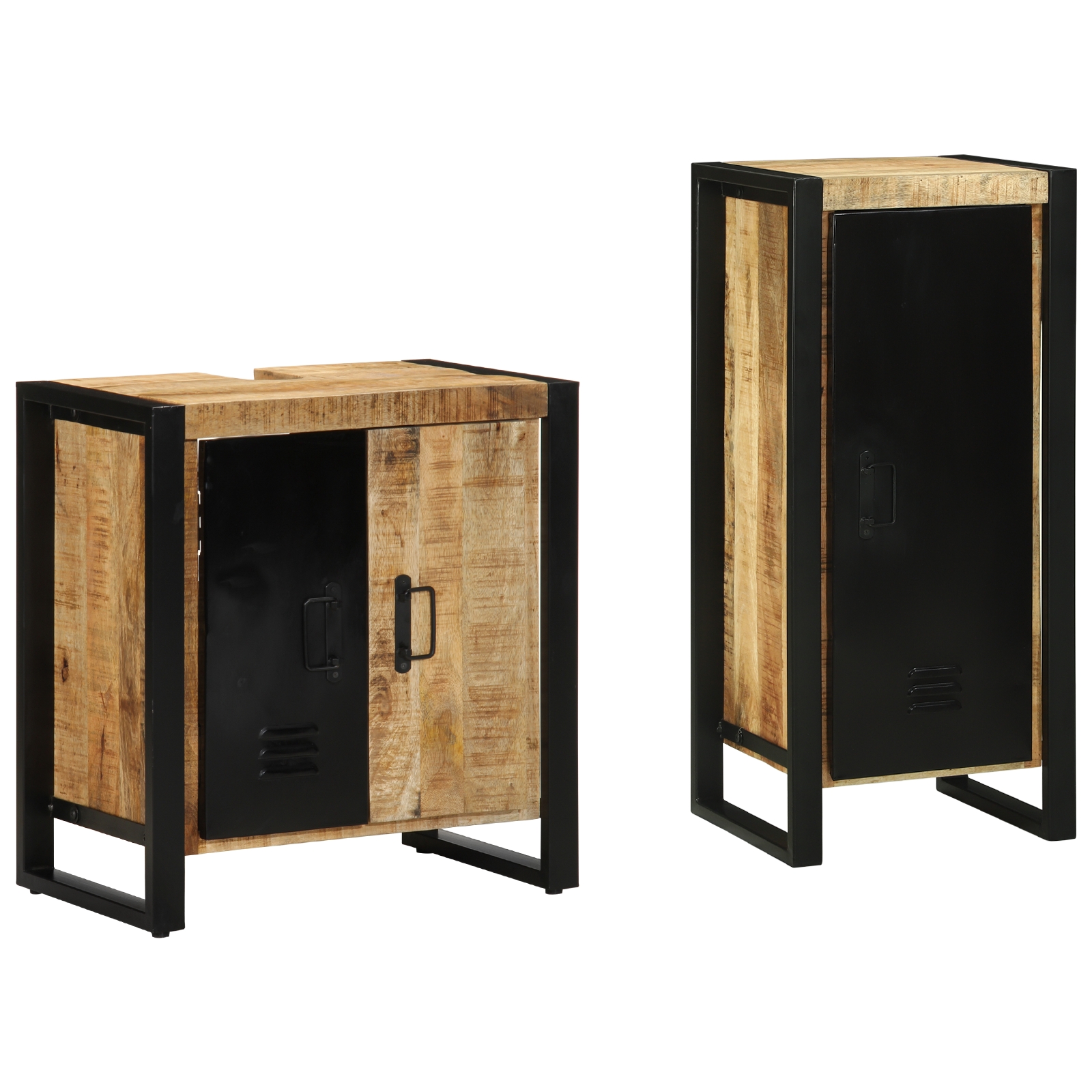 Badezimmermöbel Set mit Regal 2 pcs Braun Massives Mango-Holz Badezimmermöbel Set mit Regal 2 pcs Braun Massives Mango-Holz