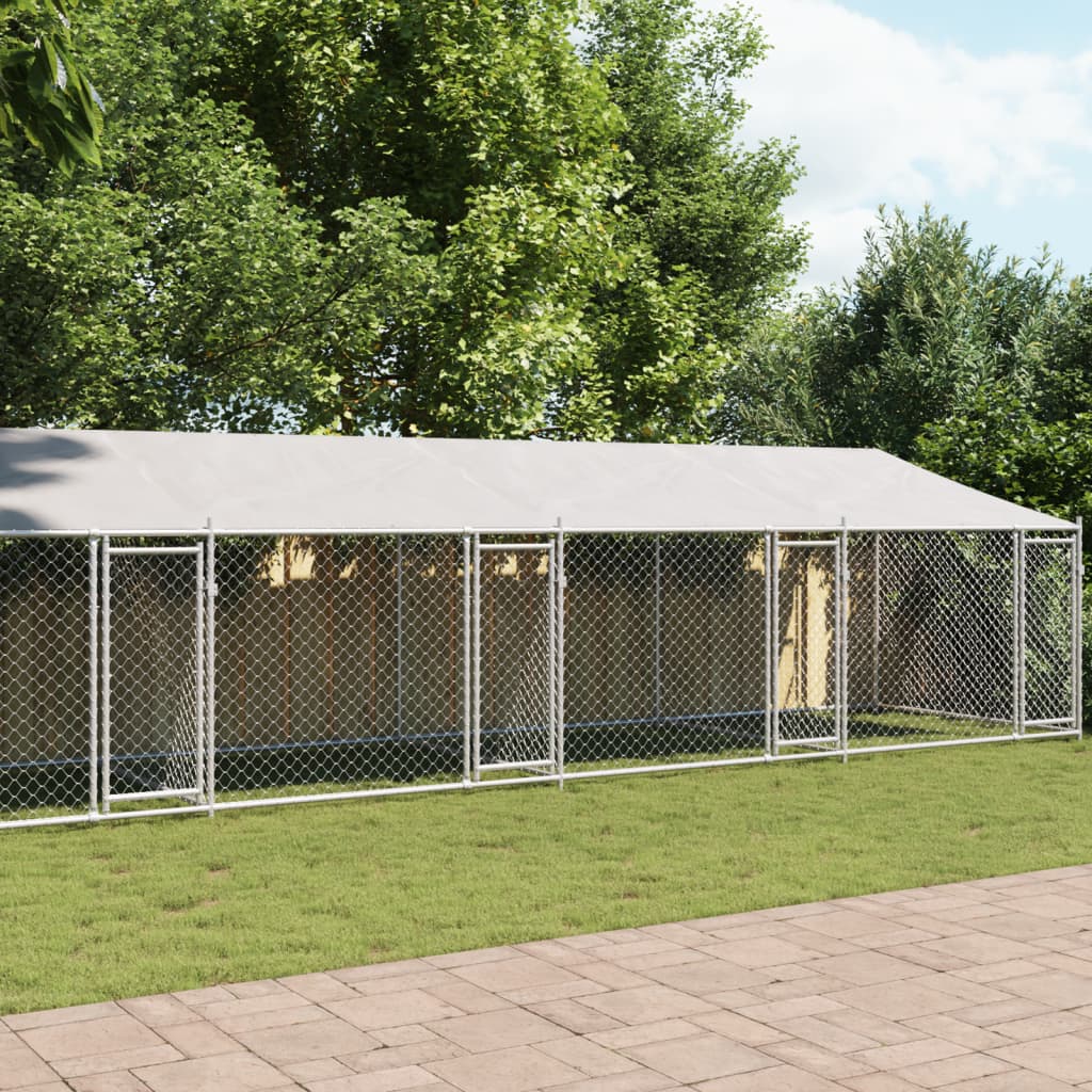 Hundezwinger mit Dach und Türen Grau 10x2x2 m Verzinkter Stahl Hundezwinger mit Dach und Türen Grau 10x2x2 m Verzinkter Stahl