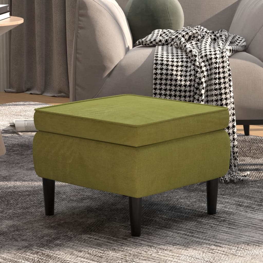 Hocker mit Holzbeinen Hellgrün Samt Hocker mit Holzbeinen Hellgrün Samt