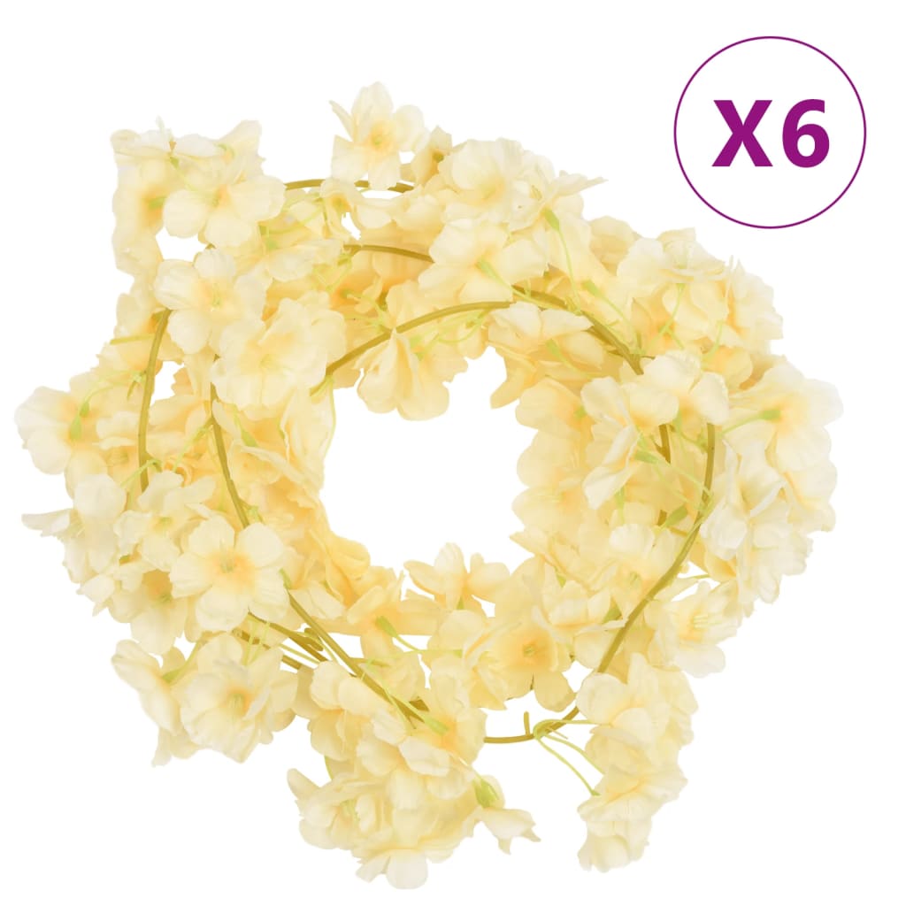 Künstliche Blumengirlanden 6 Stk. Champagner 180 cm Künstliche Blumengirlanden 6 Stk. Champagner 180 cm