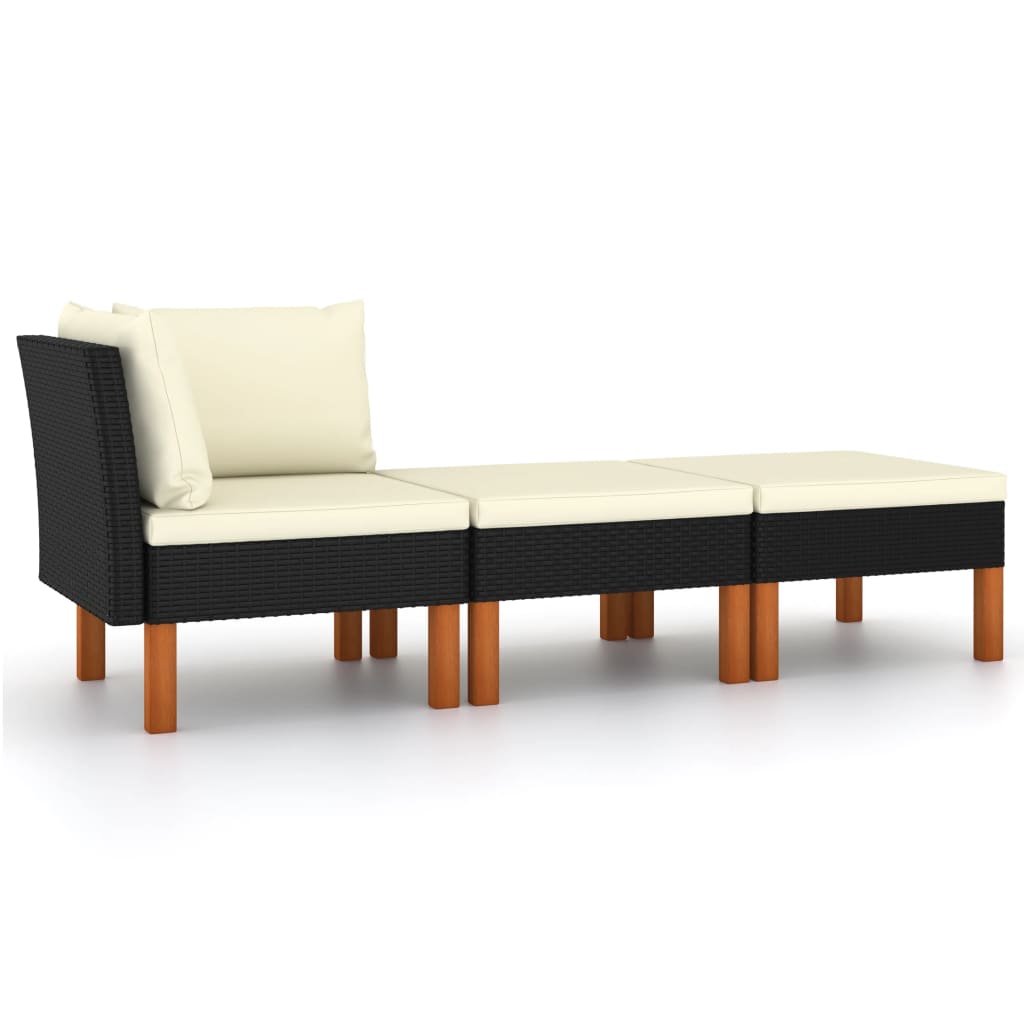 3-tlg. Garten-Lounge-Set Poly Rattan und Eukalyptus Massivholz 3-tlg. Garten-Lounge-Set Poly Rattan und Eukalyptus Massivholz
